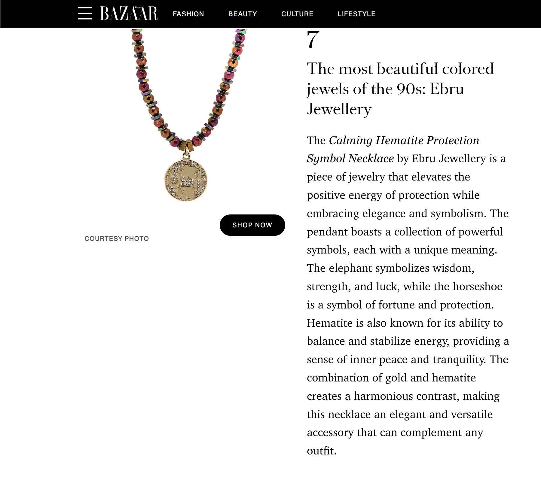 Ebru Jewelry Featured in Harper's Bazaar Italy: "Nineties Colorful Jewels for Fall 2023"