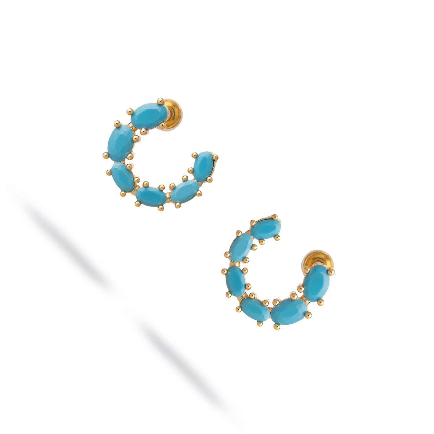 Turquoise Breeze Stud Hoop Earrings
