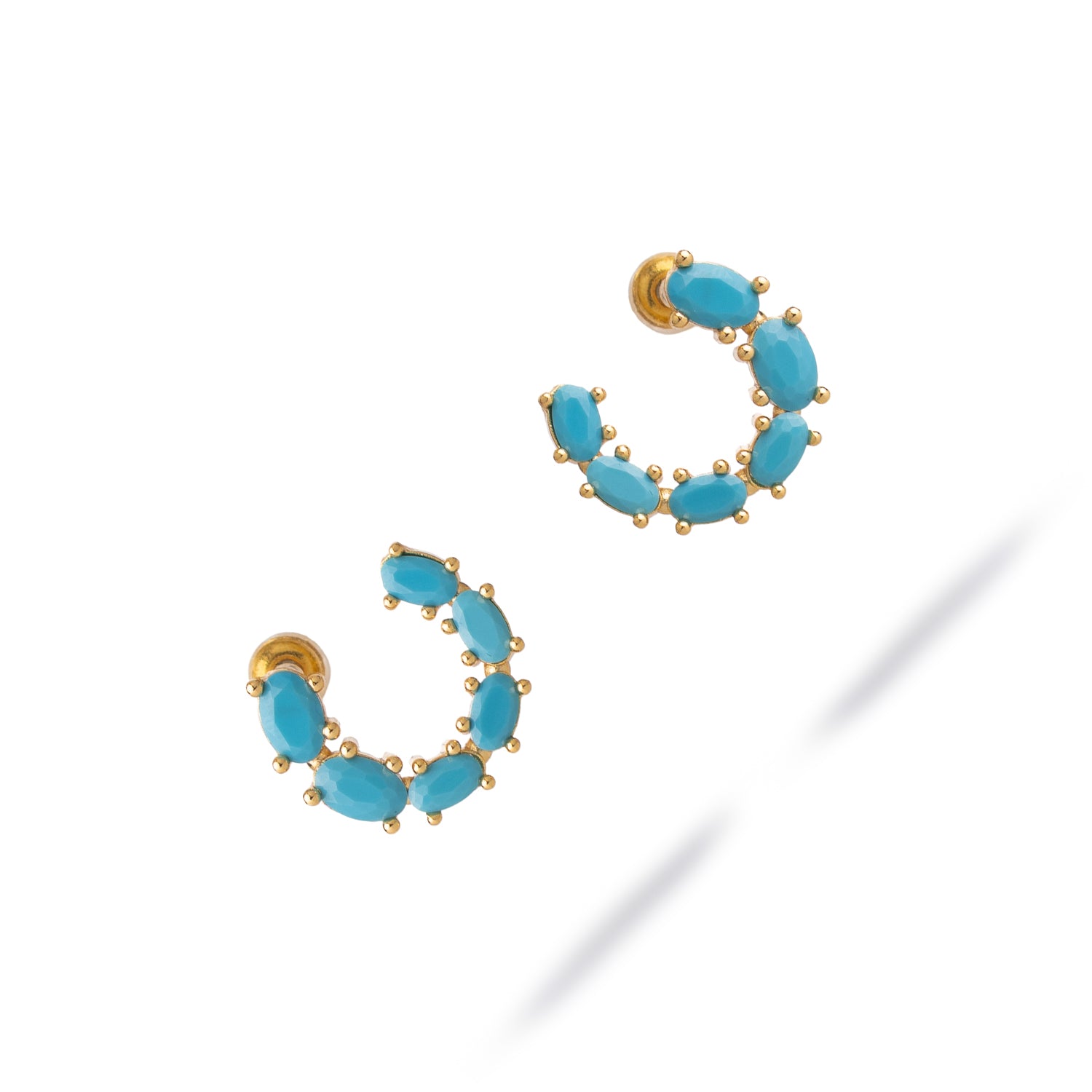 Turquoise Breeze Stud Hoop Earrings