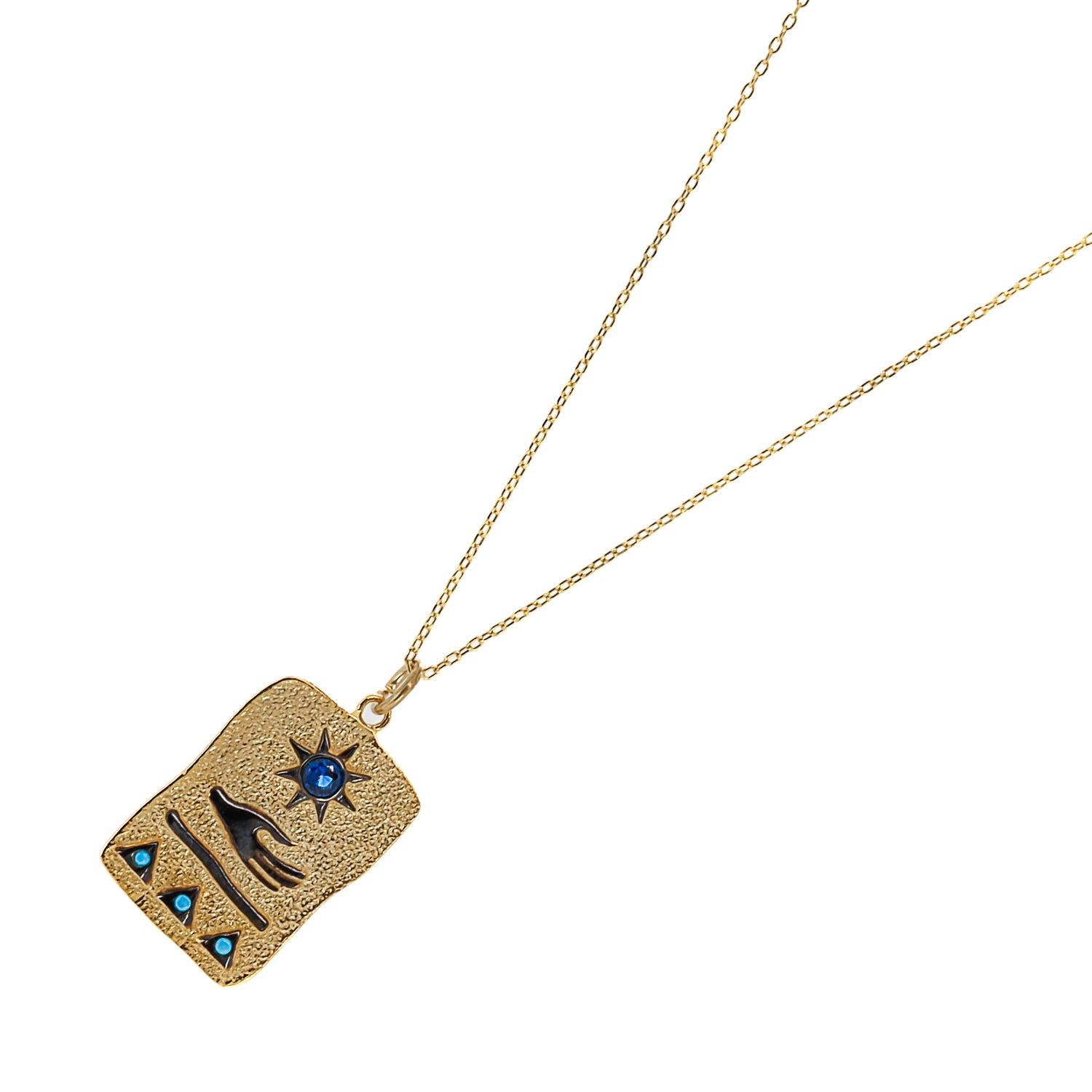 Handcrafted Sun Pendant with Turquoise Pyramids - Elegance and Symbolism.