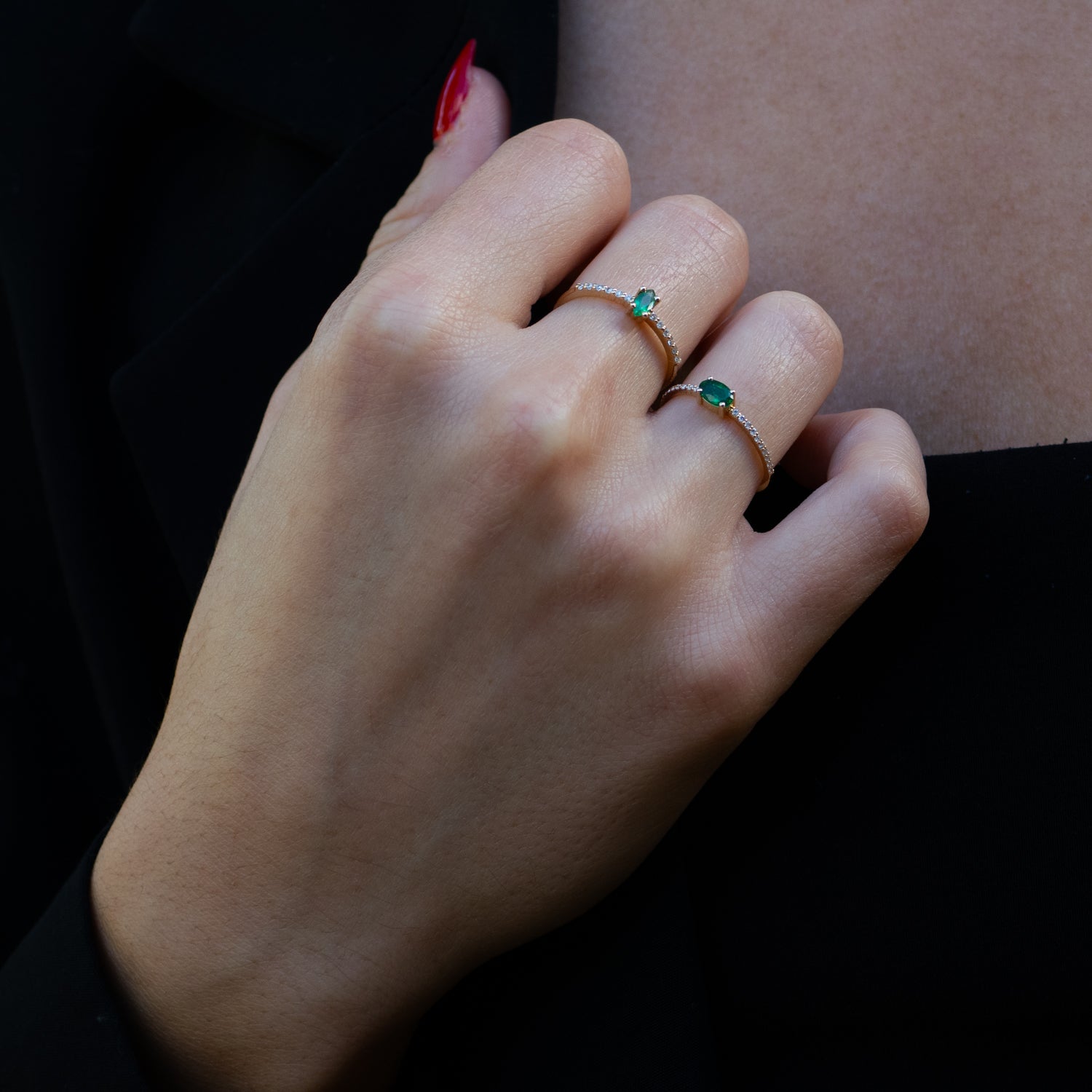 Solid Gold Emerald and Diamond Band Ring for a Harmonious, Stylish Look