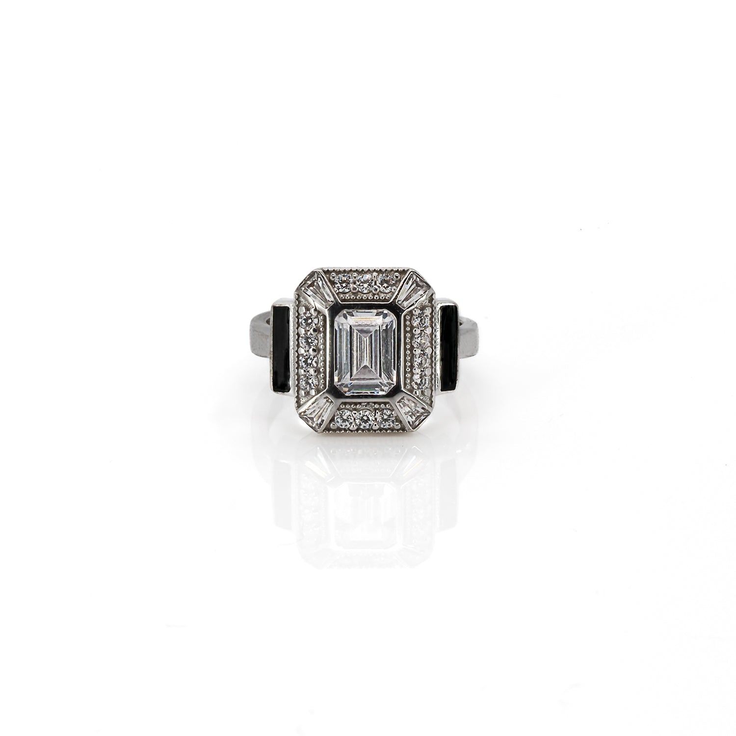 Captivating Diamond & Enamel Ring - Adjustable Size