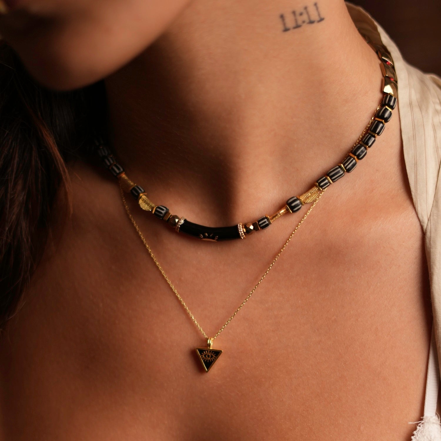 Elegant Gold and Black Women\'s Necklace Black Diamond - Women main image 4