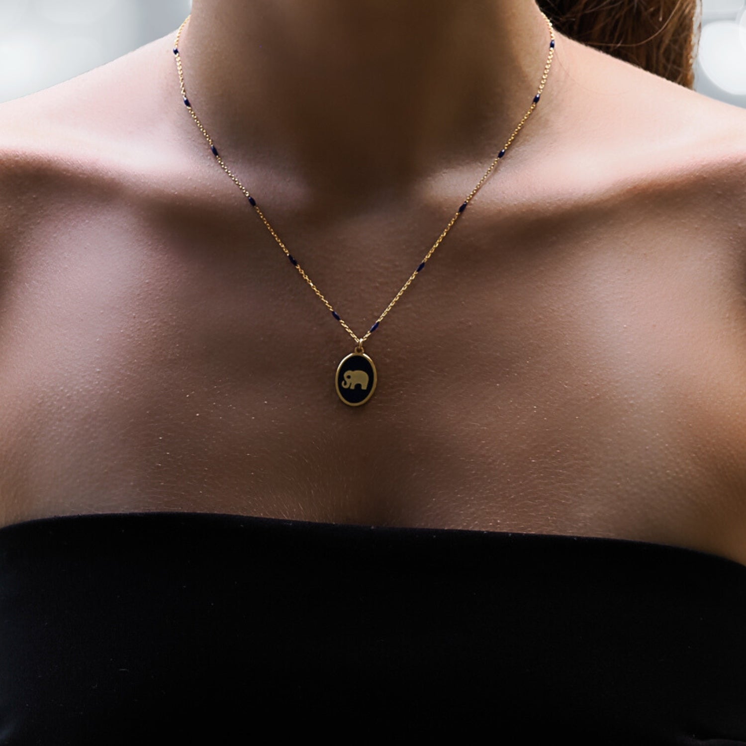 Spirit Elephant Pendant Necklace on Model - A Symbolic Statement.