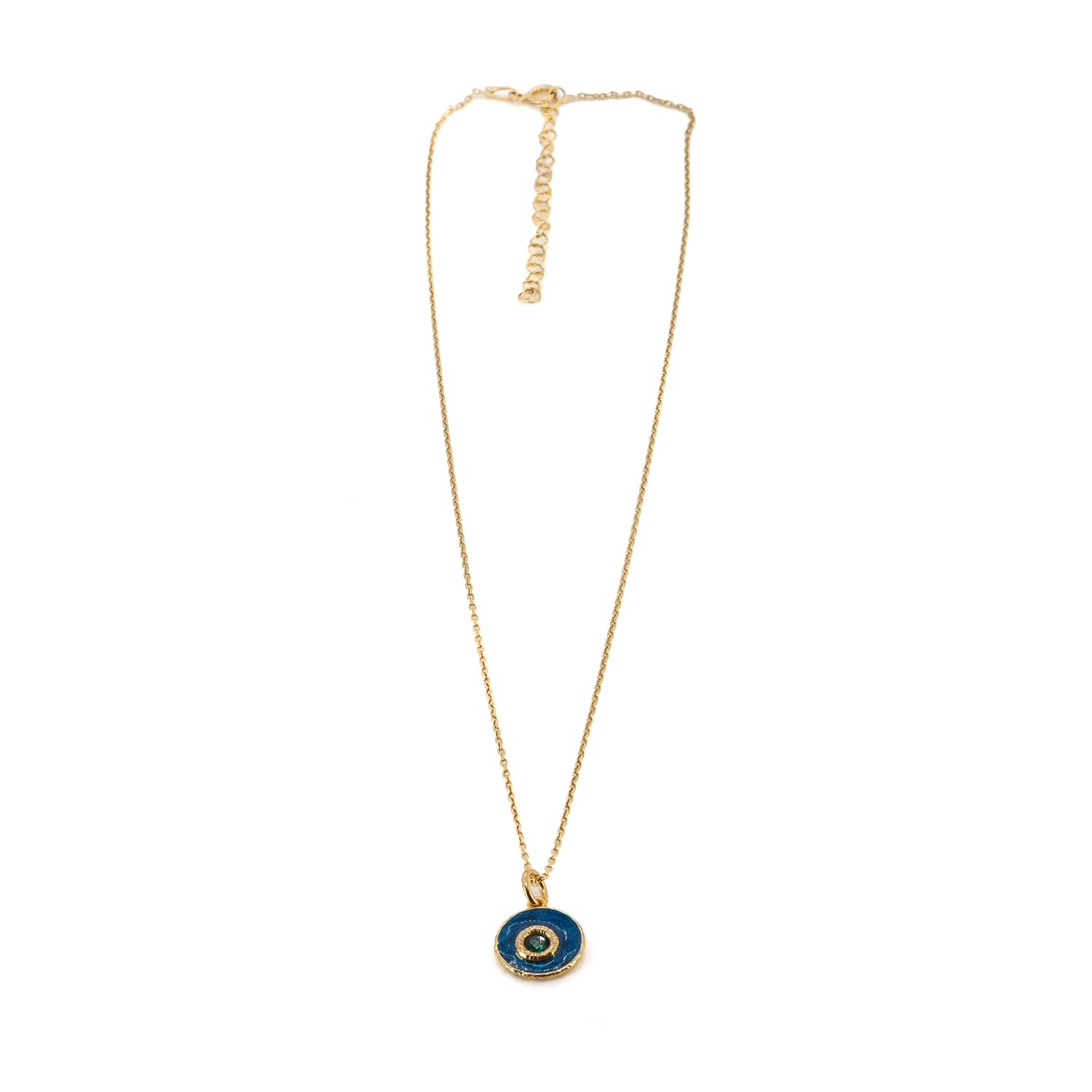 Handmade Blue Enamel Jade Stone Evil Eye Pendant Necklace