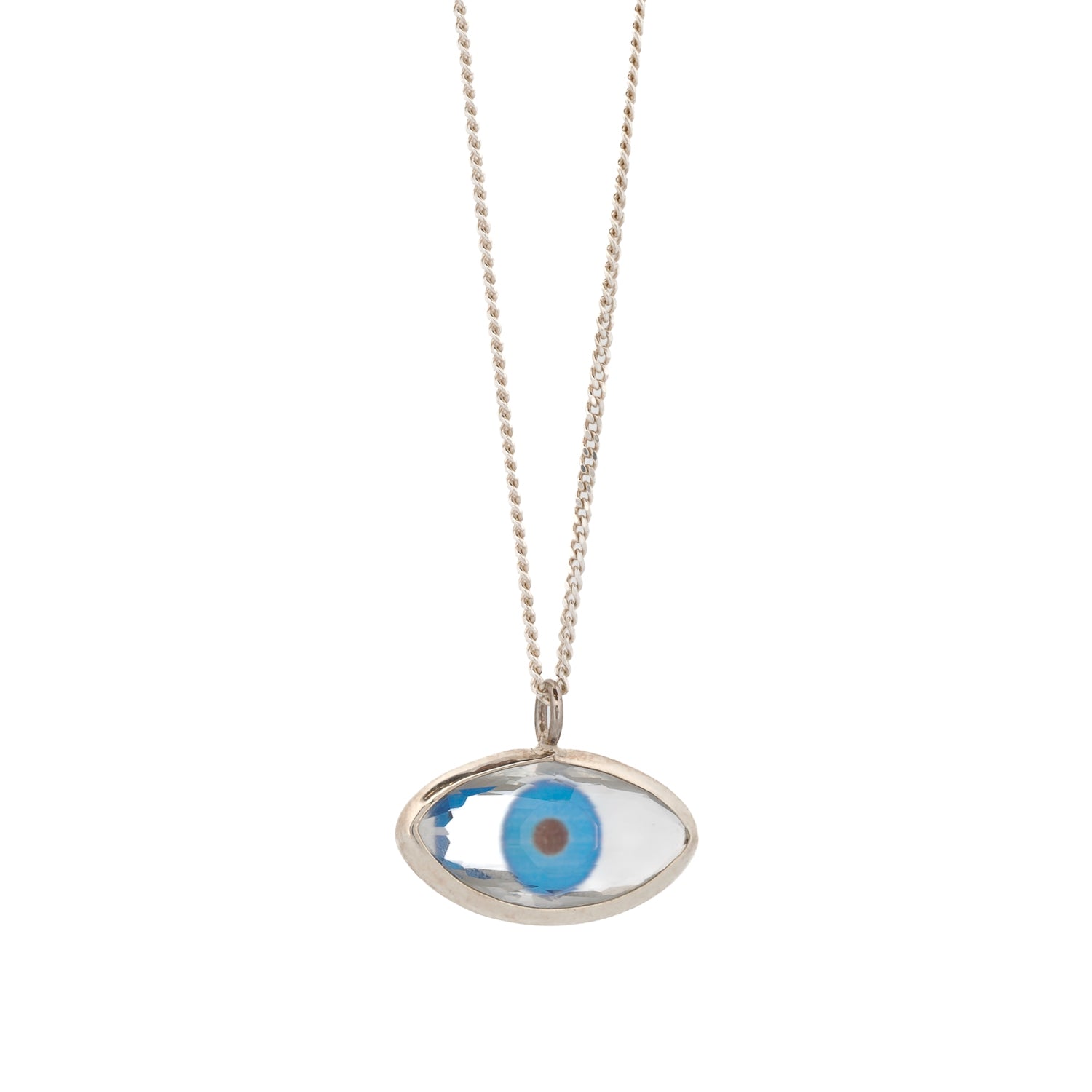 Handmade Sterling Silver Necklace with Protective Evil Eye.