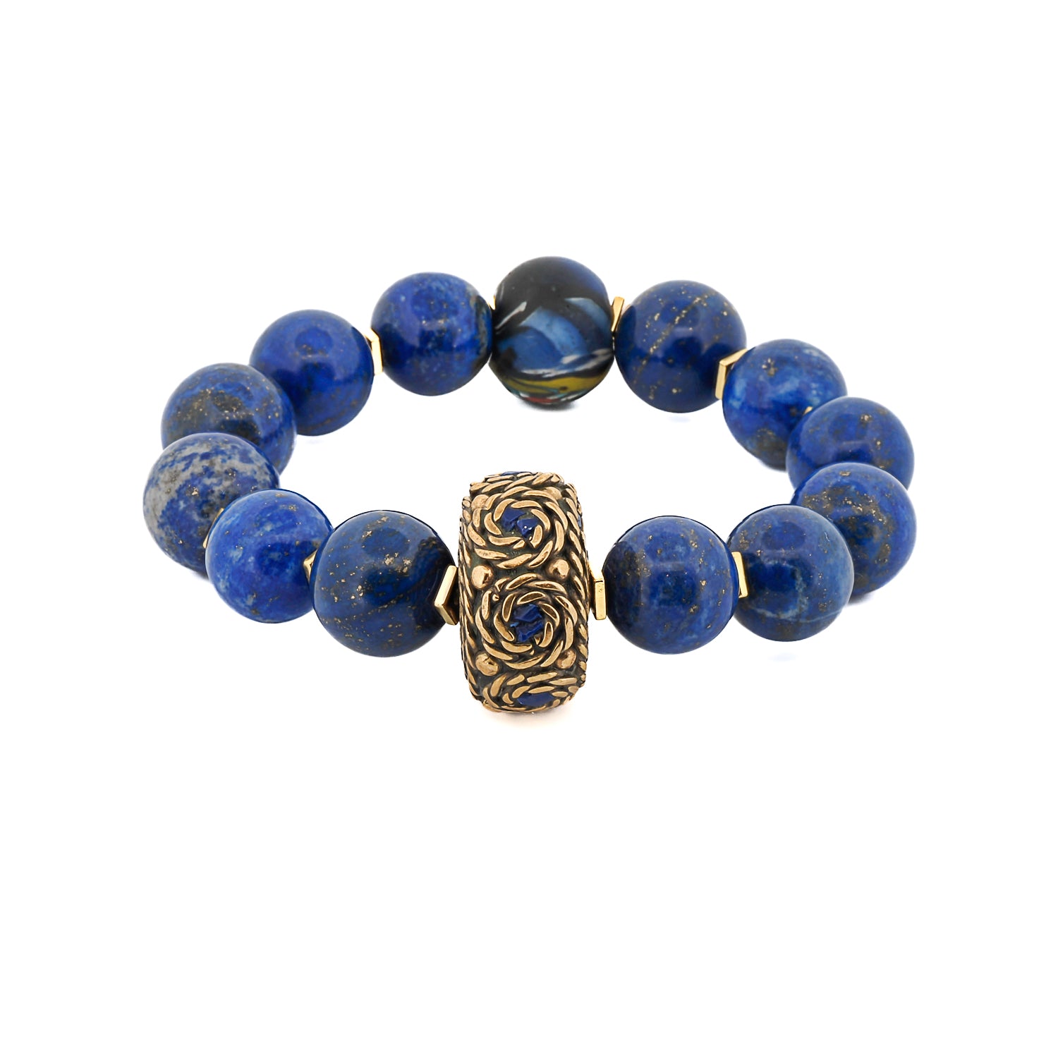 Blue Lapis Lazuli Gemstone Chunky Beaded Bracelet