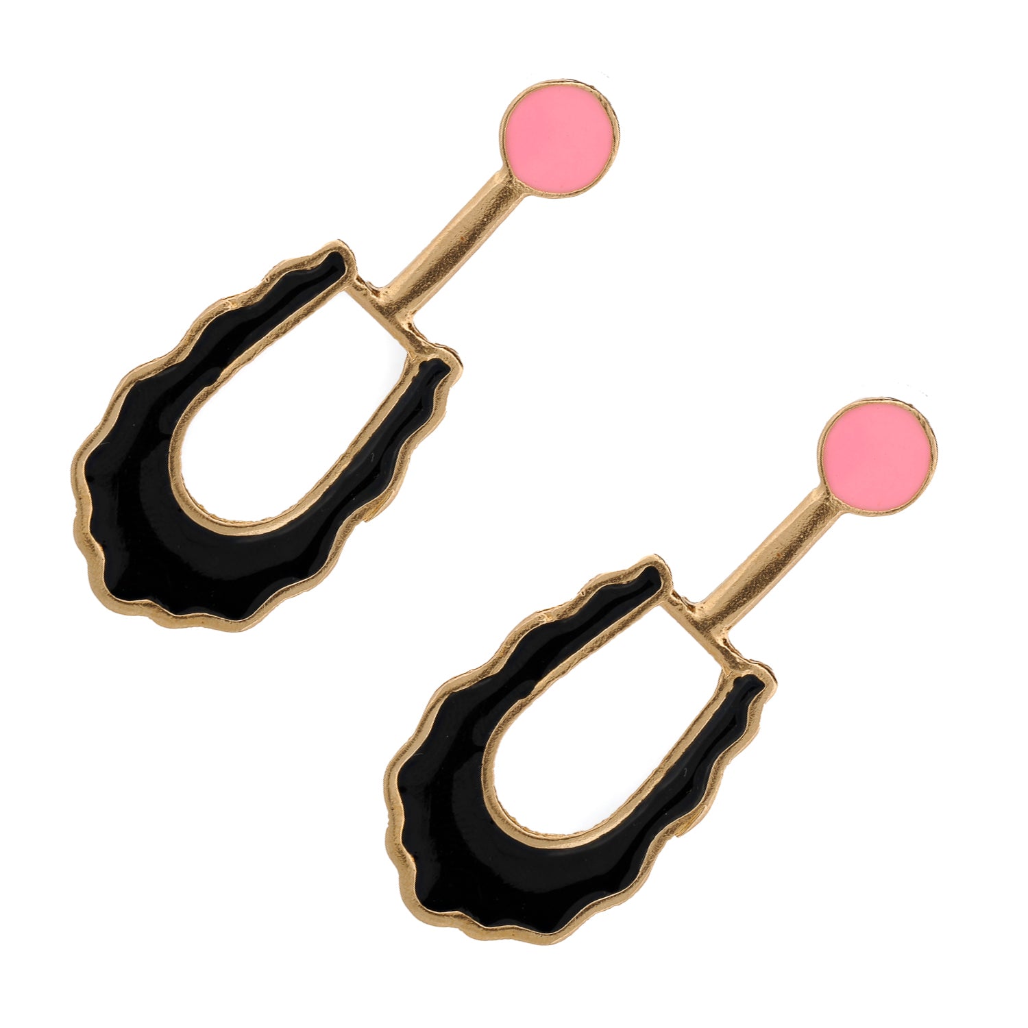 Handcrafted Boho Black Pink Earrings