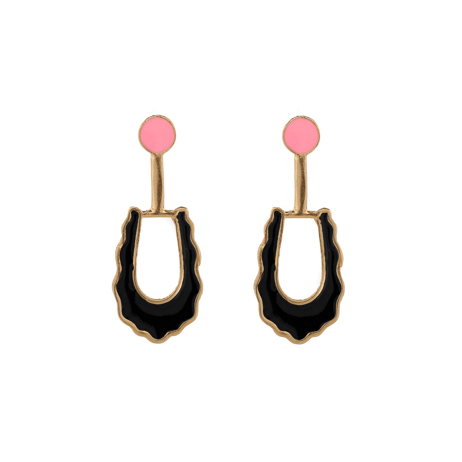 Boho Chic Black Pink Earrings