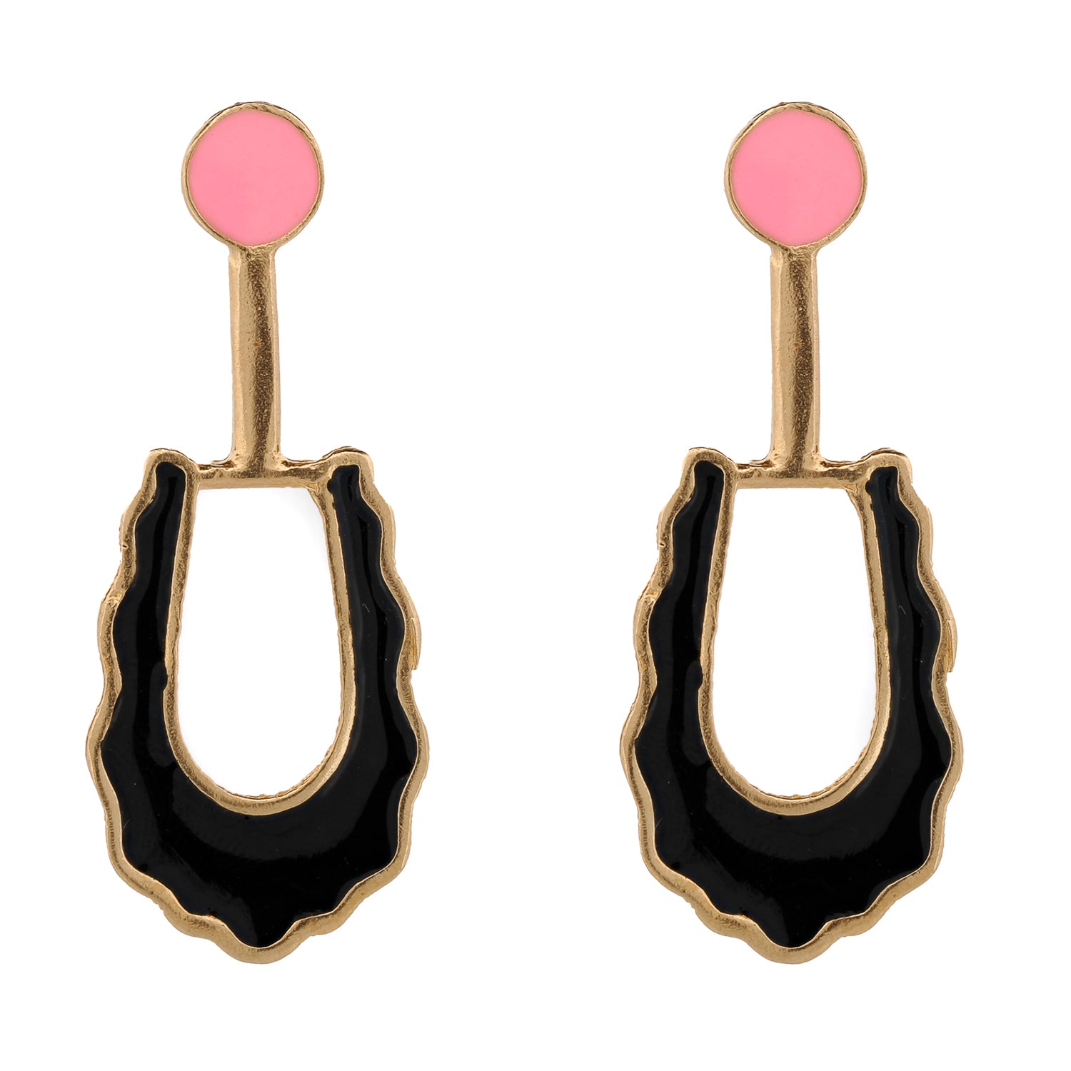 Bohemian Black Pink Enamel Earrings