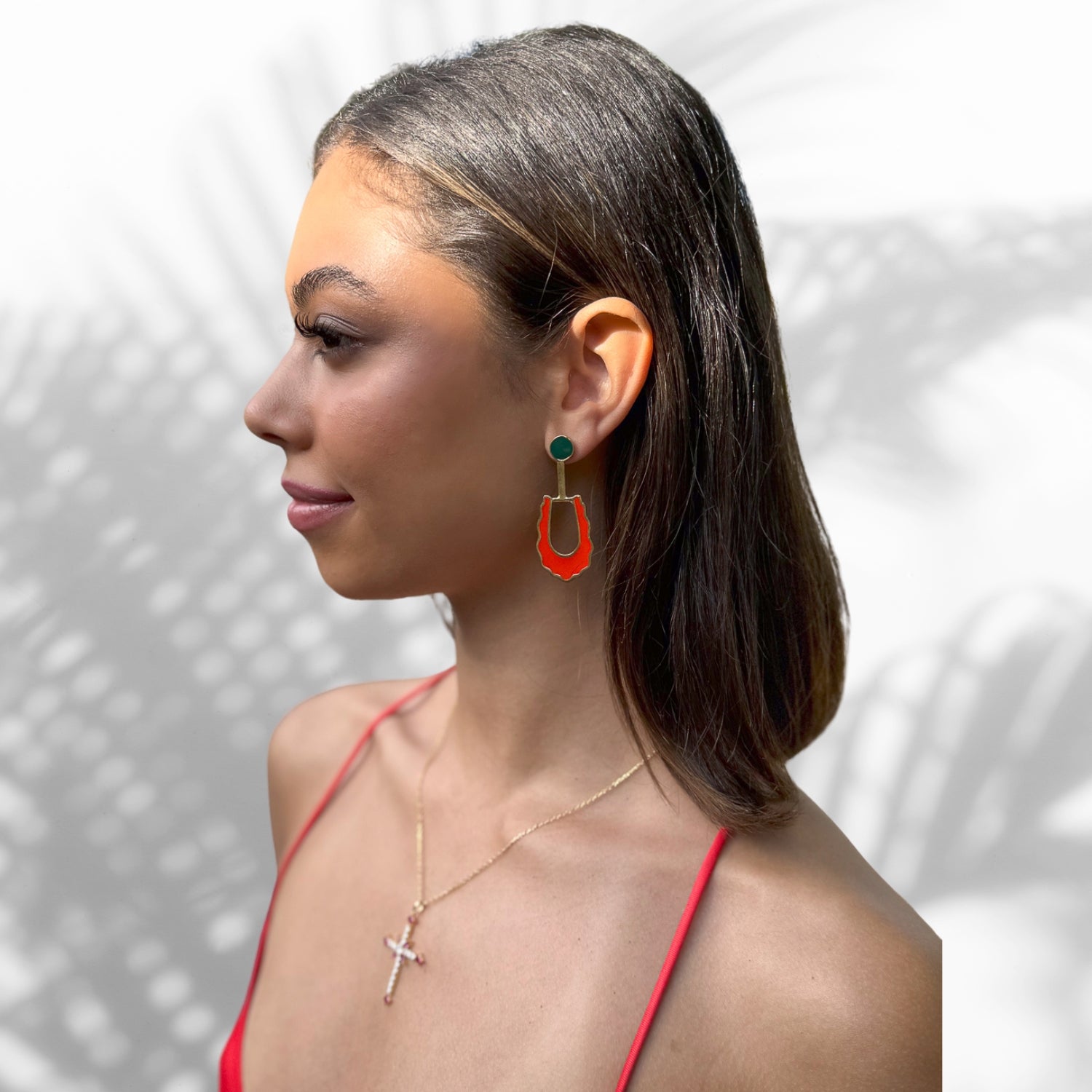 Artistic Gold Plated Enamel Earrings