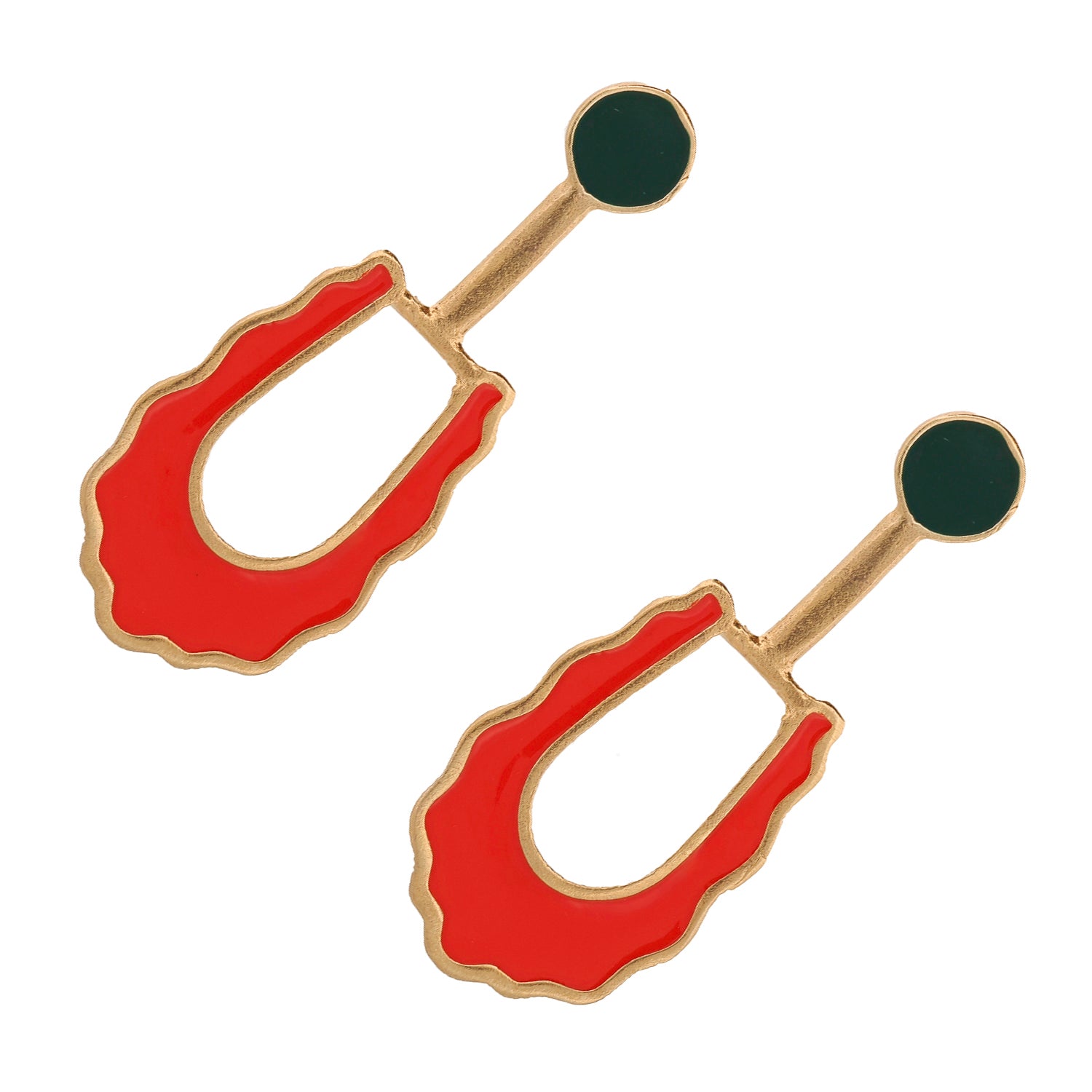 Handcrafted Boho Red Green Earrings