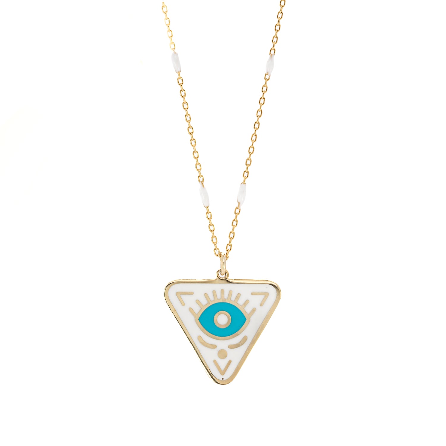 White and Turquoise Enamel Pendant - A blend of tranquility and beauty.