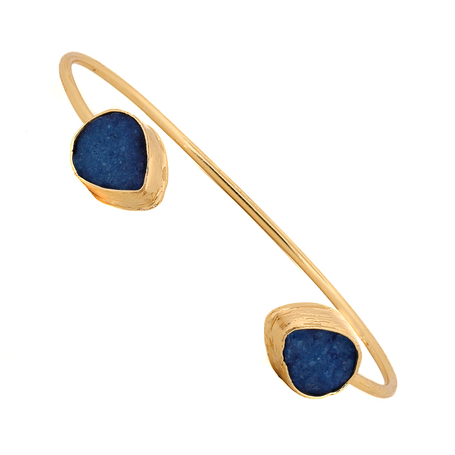 24K gold-plated cuff with dual blue Druzy Agate stones