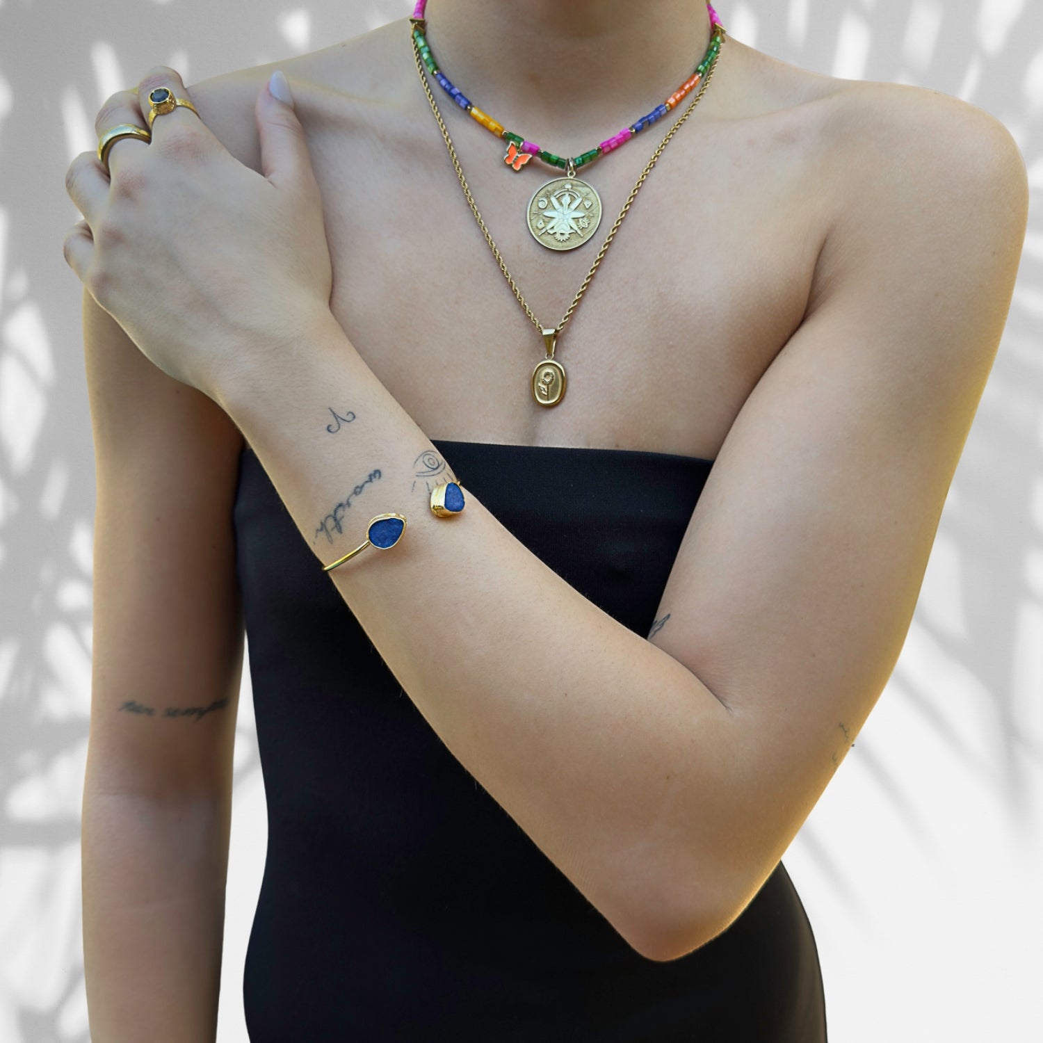 Handmade Cleopatra bracelet with blue Druzy Agate and 24K gold