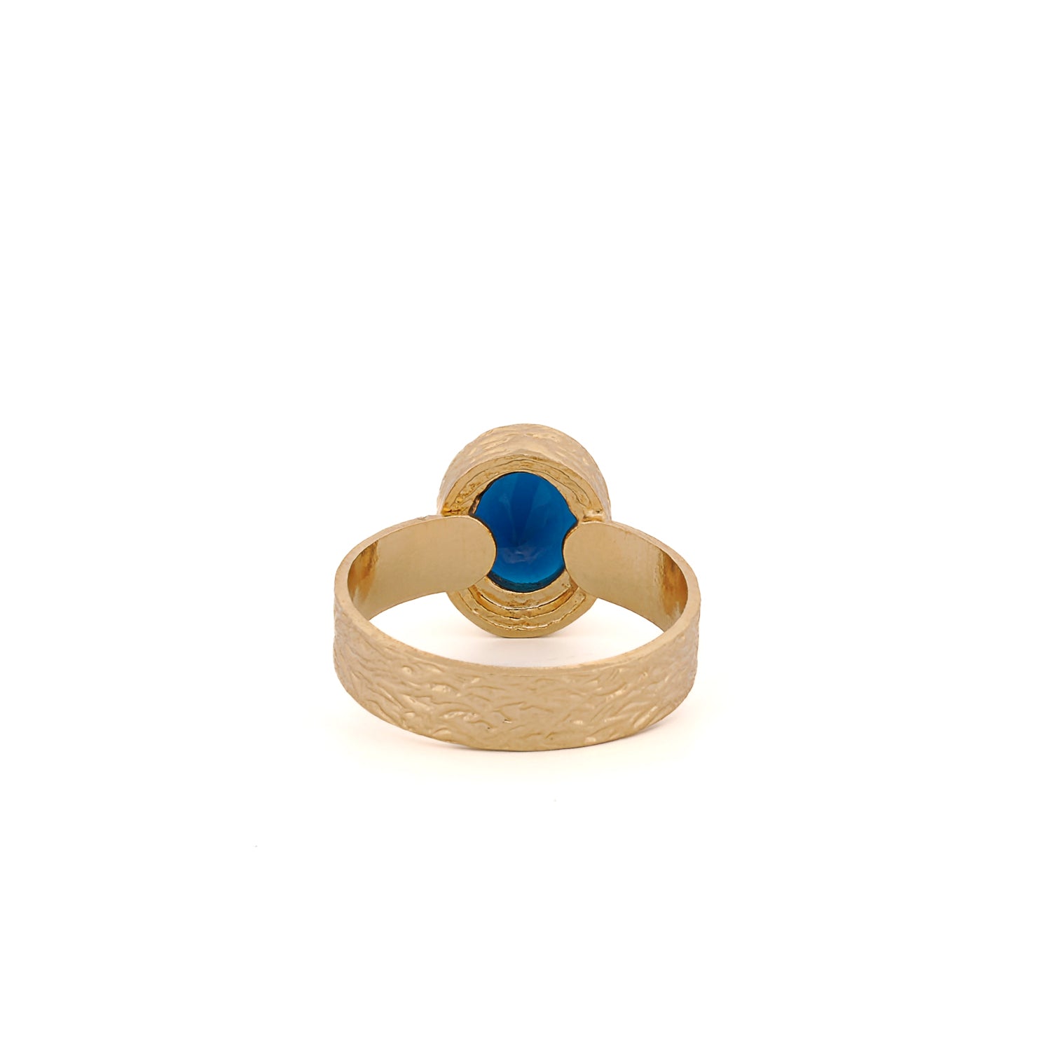 luxurious blue sapphire ring with adjustable 24K gold-plated brass