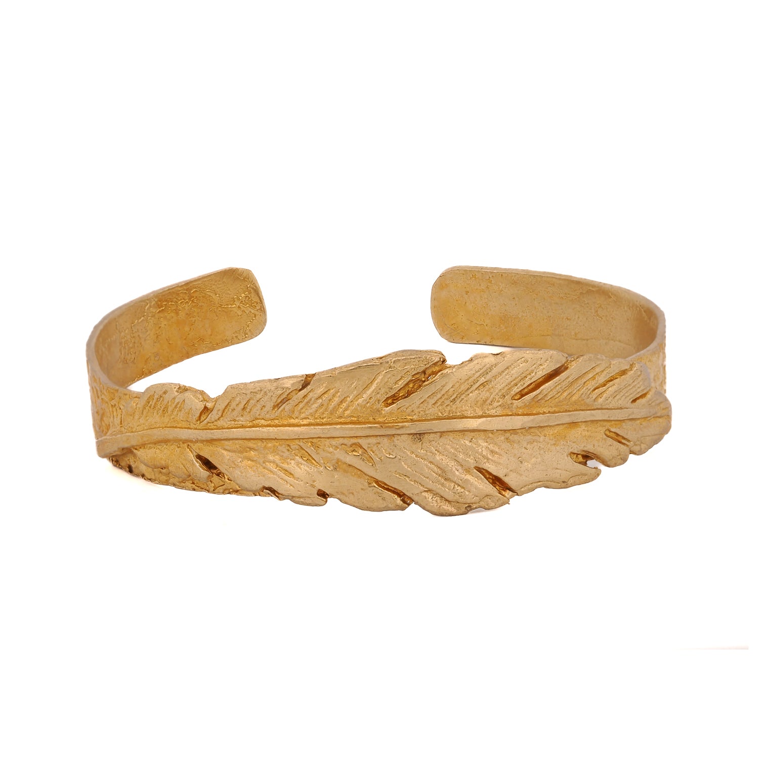 Cleopatra Leaf Gold Cuff Bracelet with 24K Gold Plating