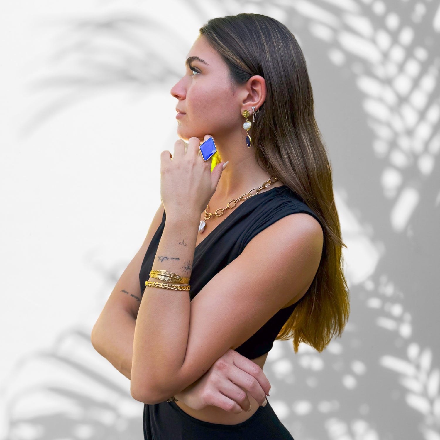 Unique Adjustable Brass Cuff with Leaf Detail