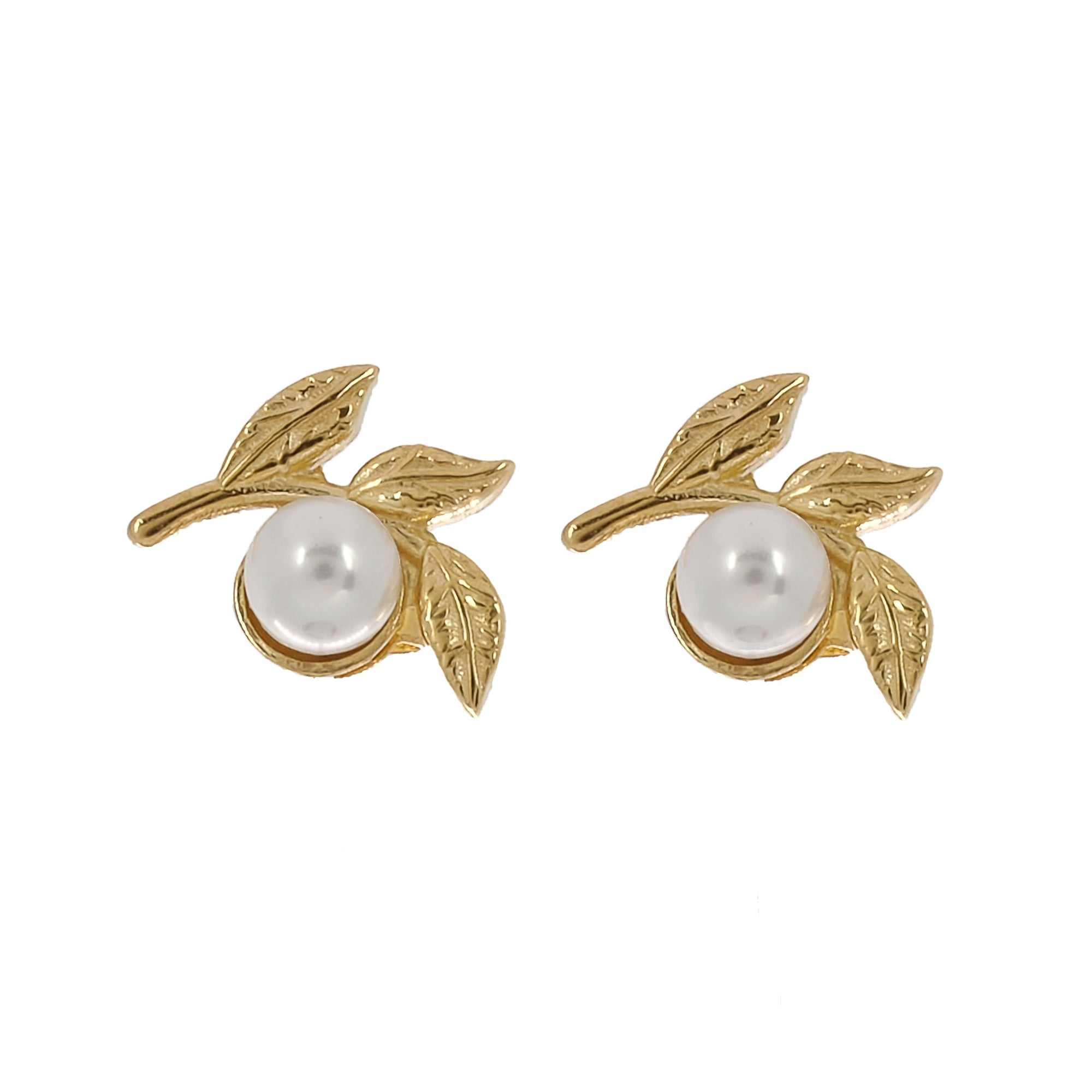Cleopatra Pearl Floral Earrings: Sterling Silver, 18K Gold, Handcrafted USA.