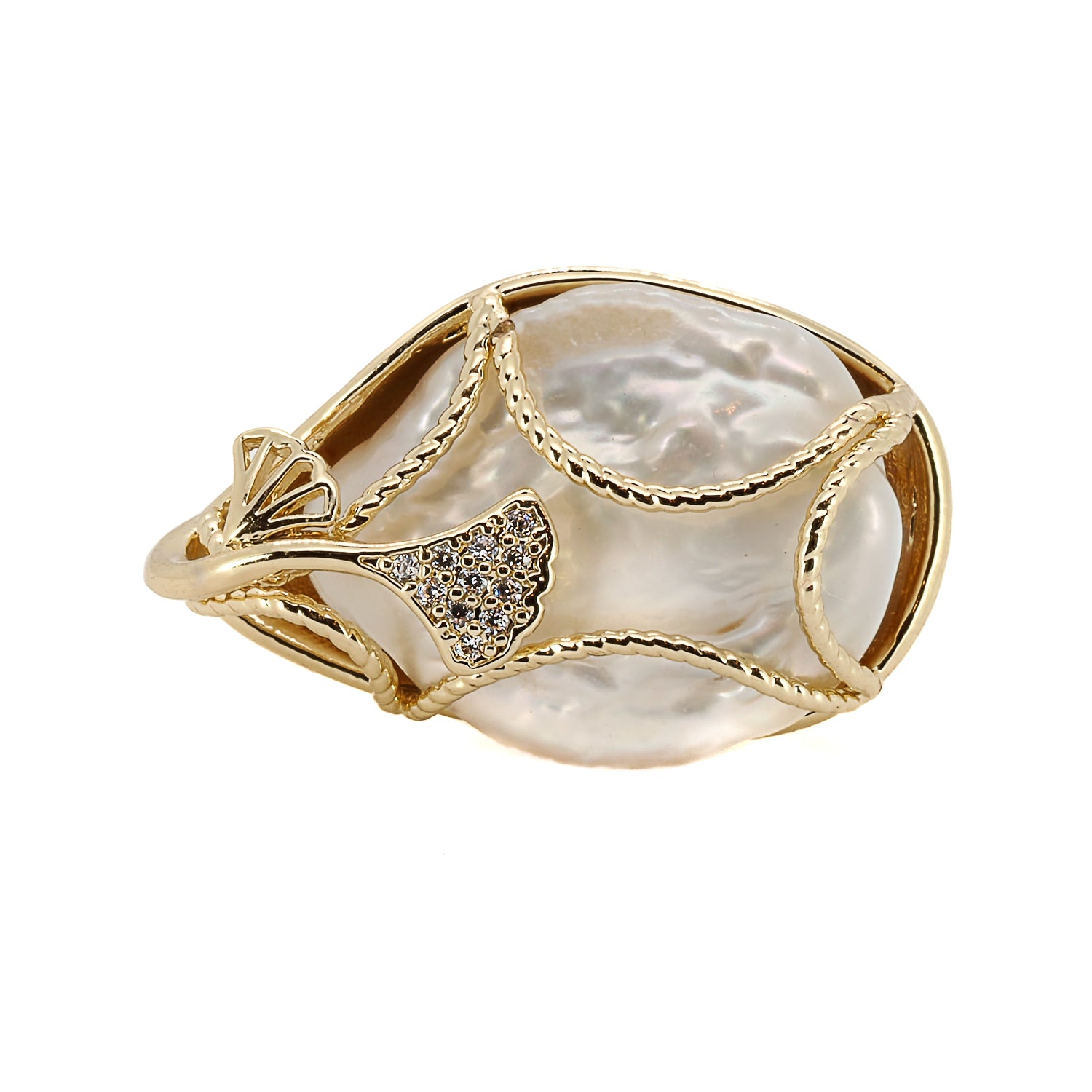 Elegance Redefined: Cleopatra Pearl &amp; Gold Ring