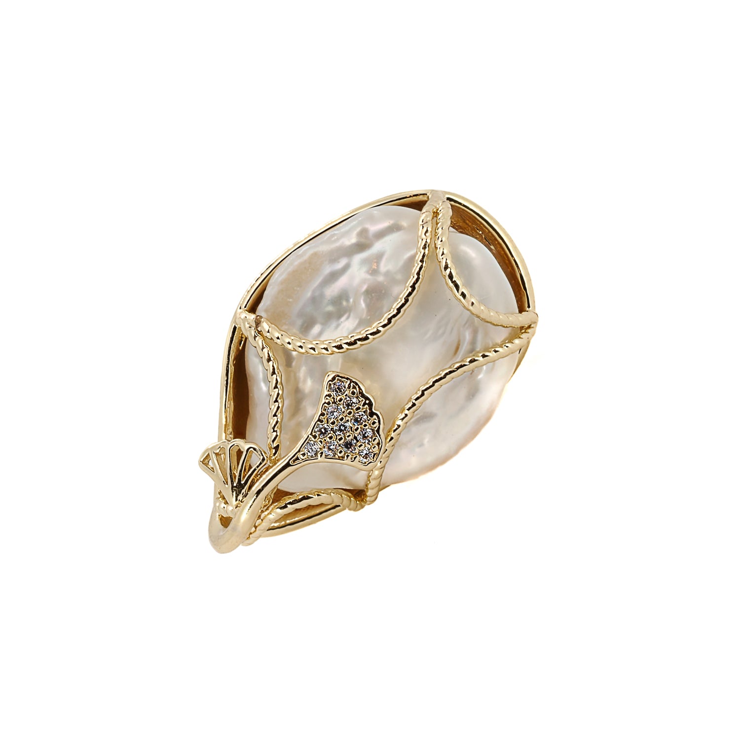 Opulent Allure: Cleopatra Pearl Ring by Ebru Jewelry