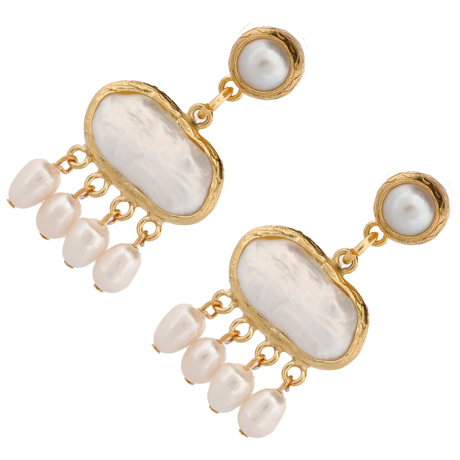 Elegant Cleopatra Tassel Earrings with Pearls and Gold