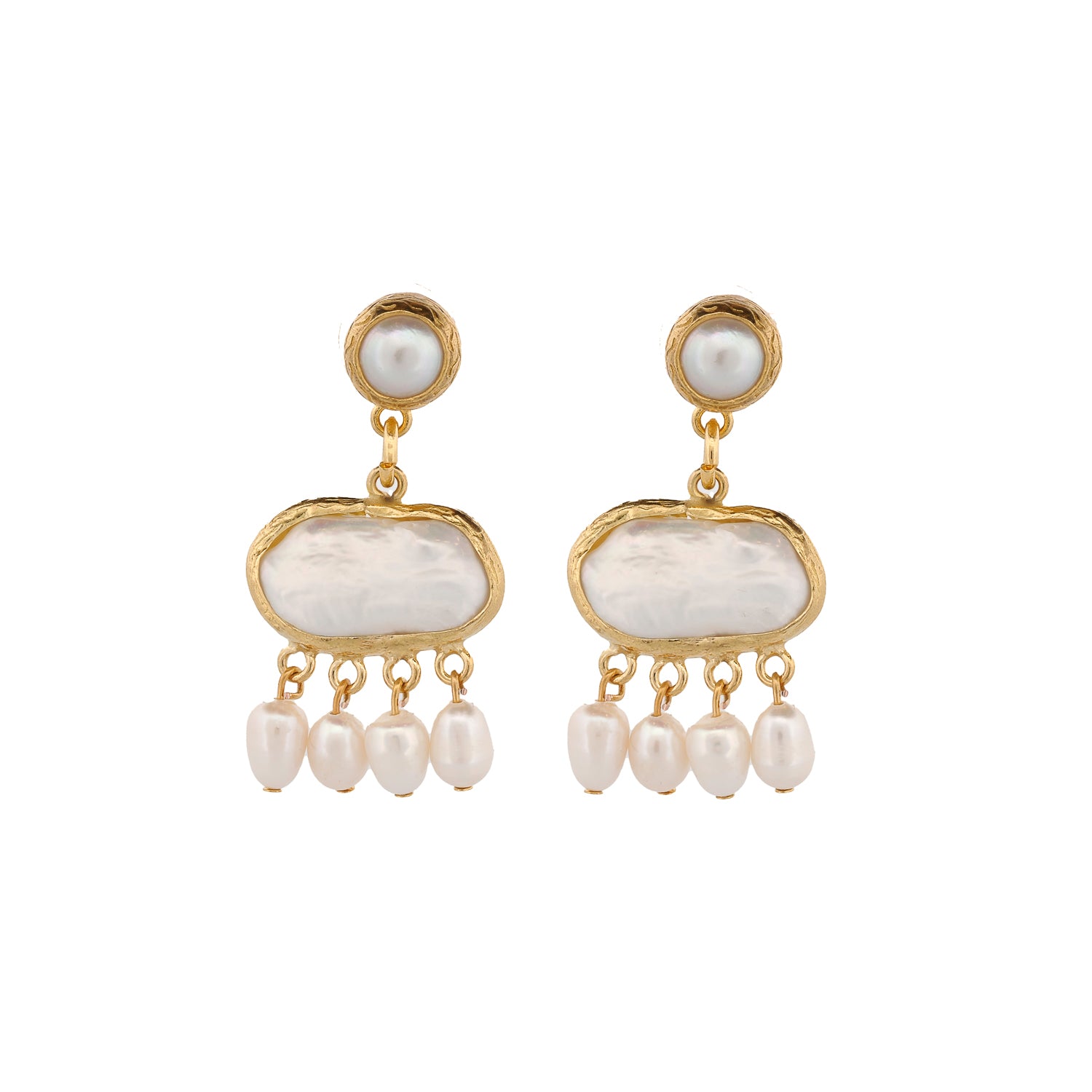 Classic Pearl Tassel Earrings with Gold Chains