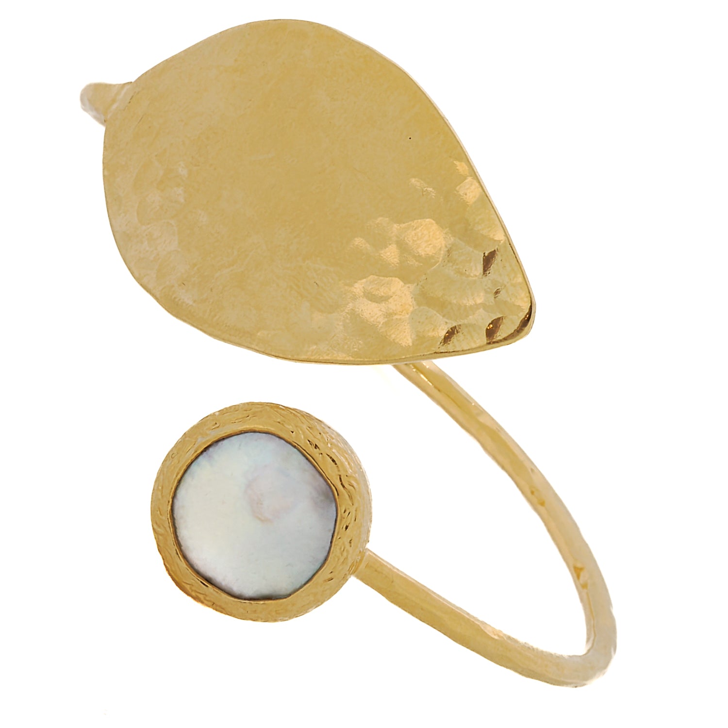 Iconic elegance meets modern style: Cleopatra Pearl Leaf Cuff Bracelet.