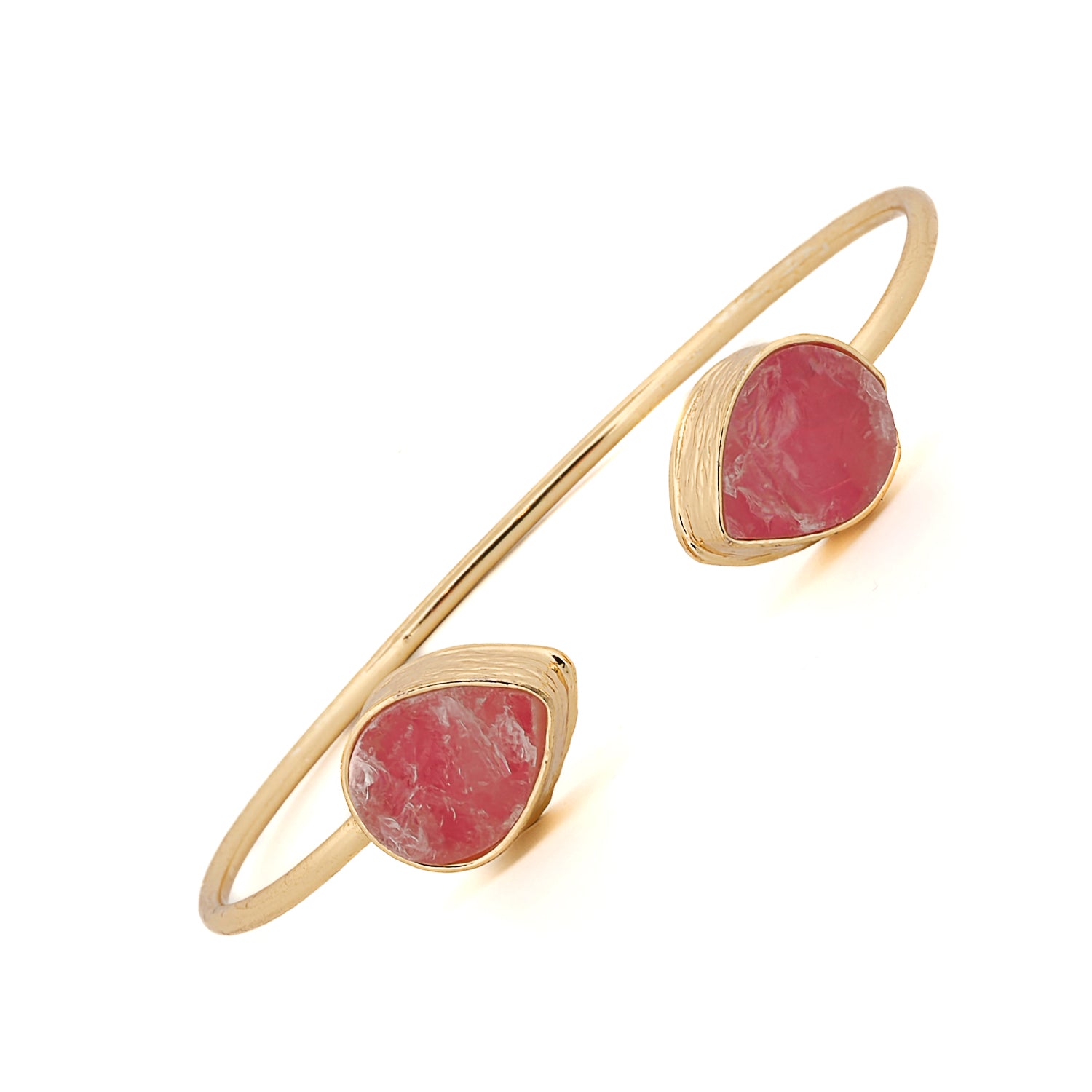 stylish pink agate bracelet with 18K gold plating and adjustable fit