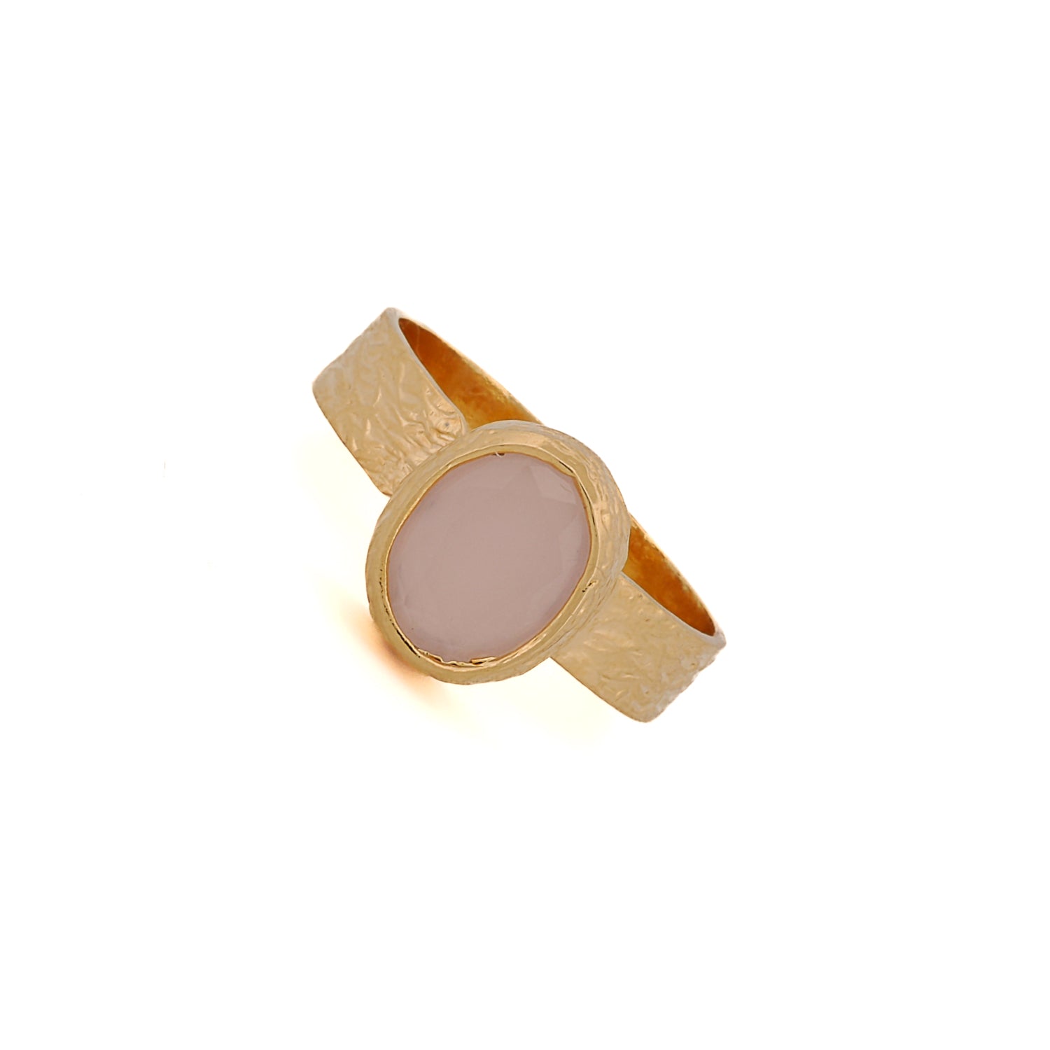 Adjustable 24K gold ring with a pink quartz gemstone for added sophistication