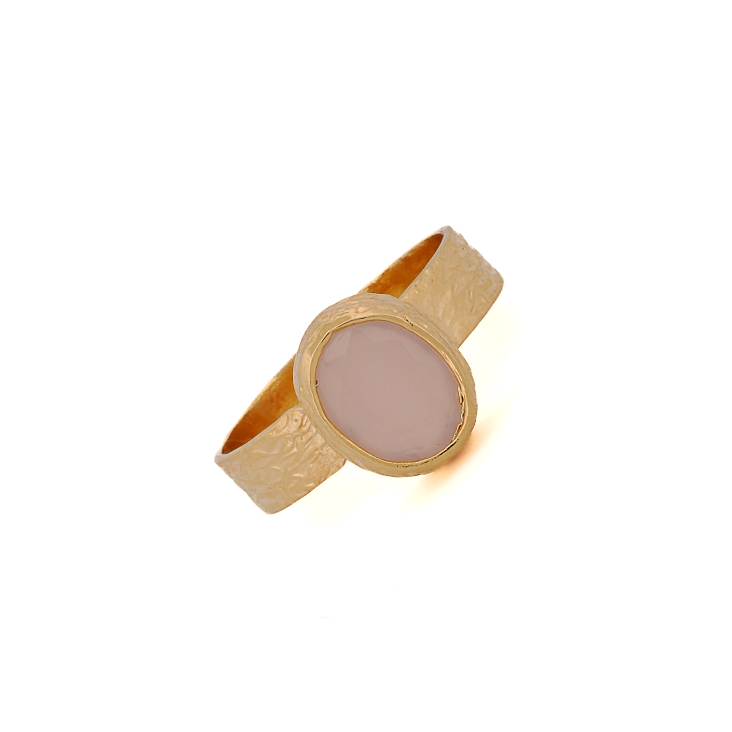 Elegant Cleopatra ring with pink quartz gemstone and 24K gold-plated brass