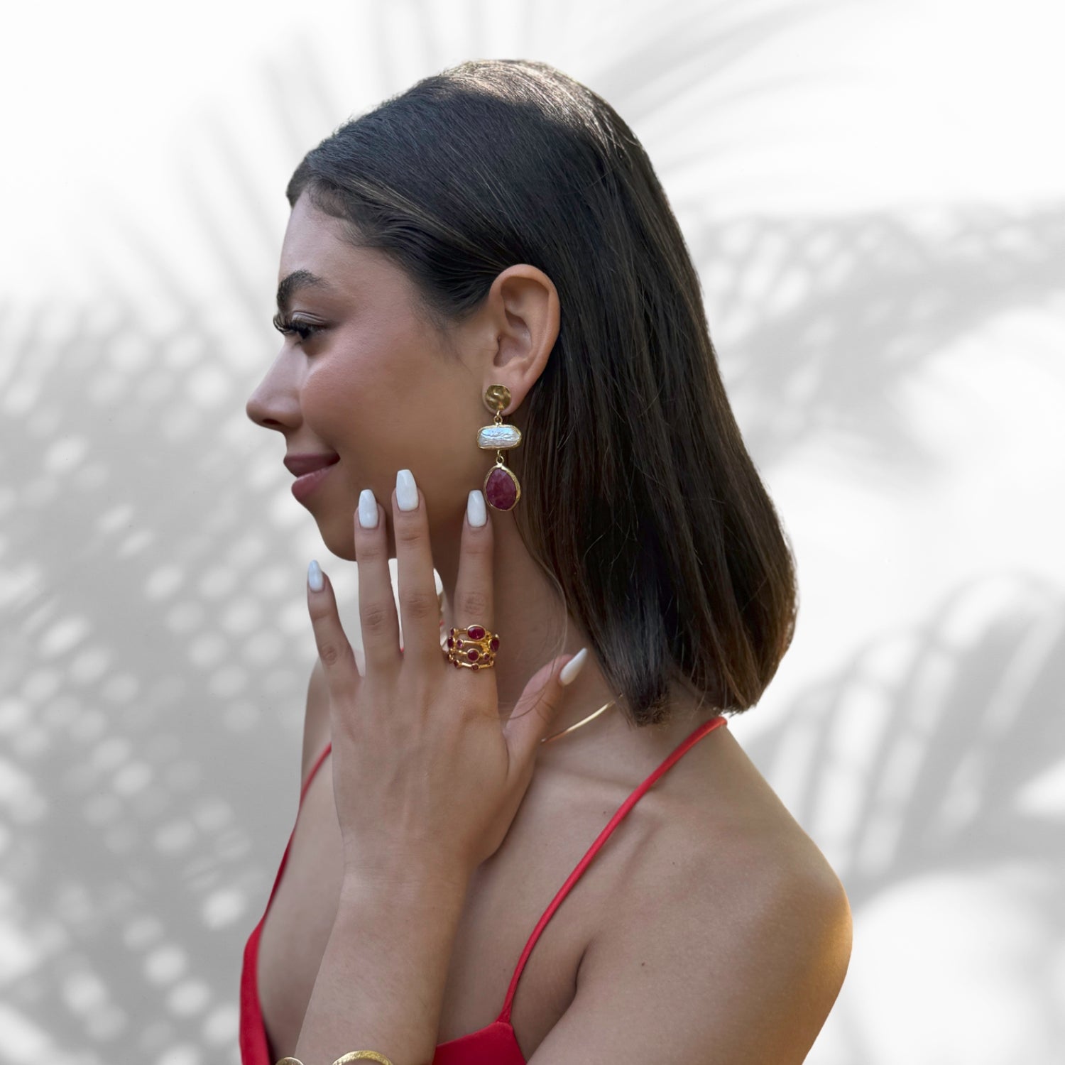 Adjustable Gold Brass Ruby Ring