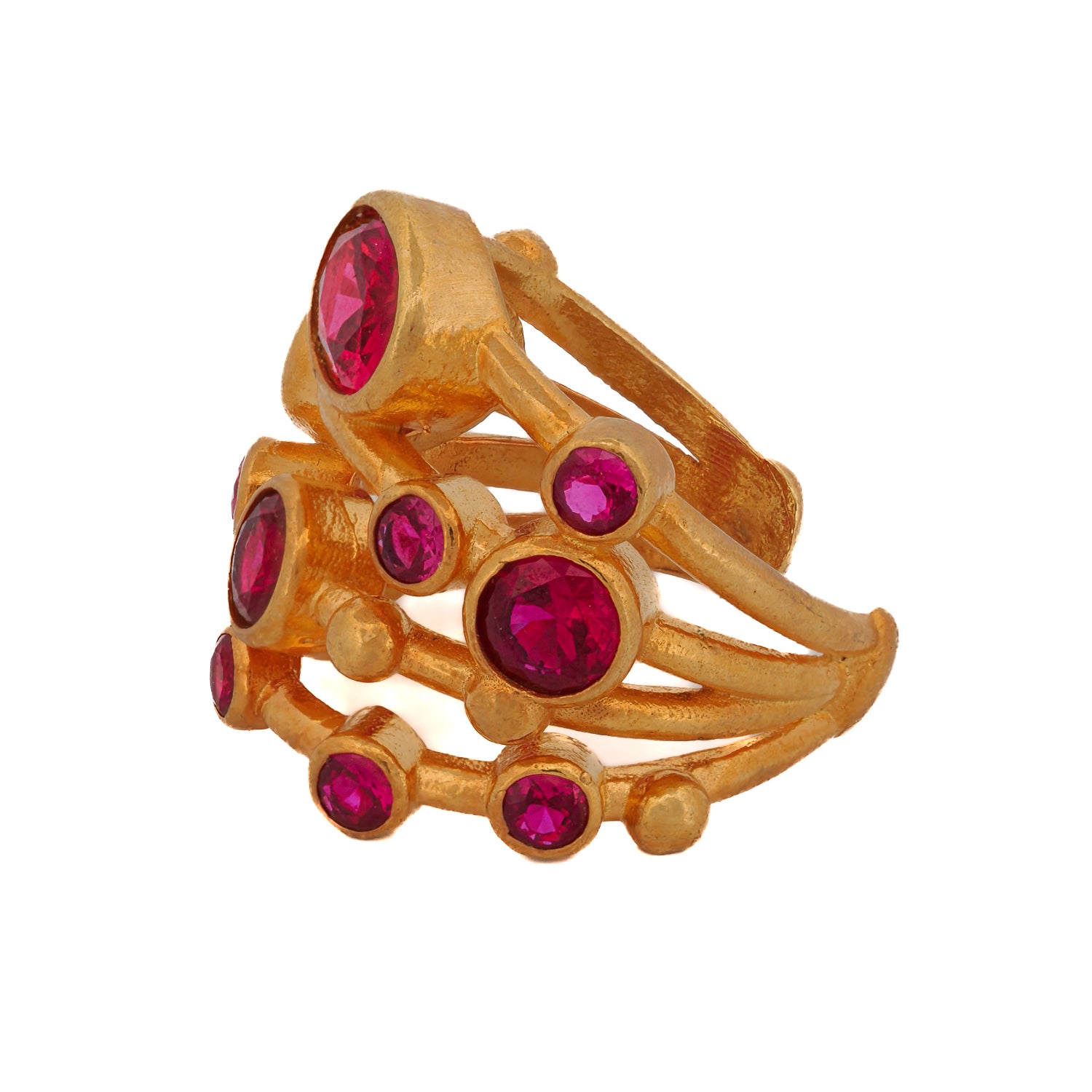 Luxurious Gold Plated Ruby Ring
