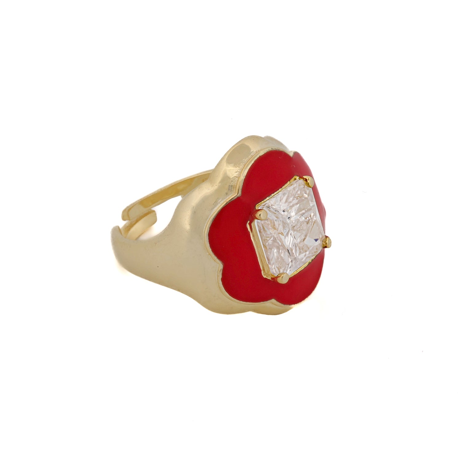 Handcrafted Beauty: Enamel & Diamond Gold Ring