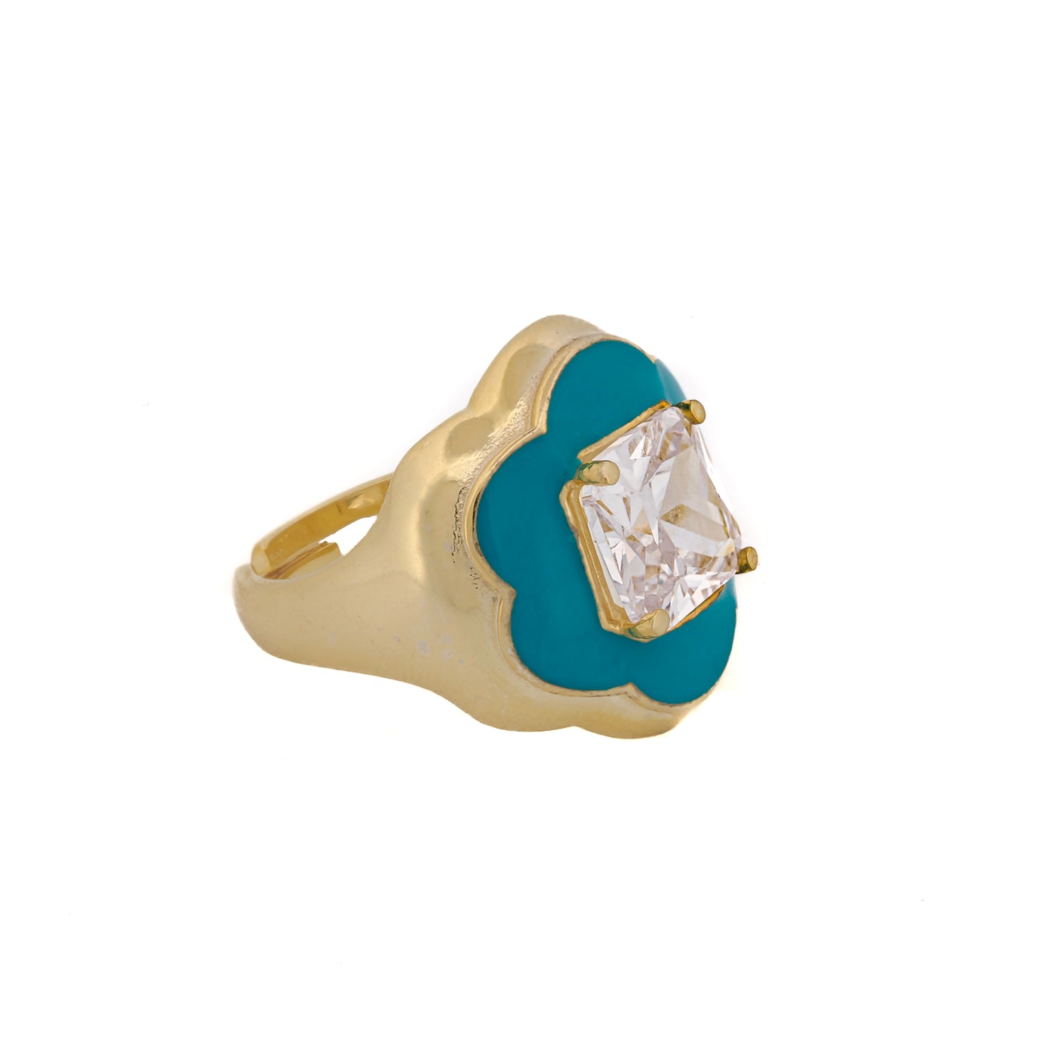 Handcrafted Beauty: Enamel &amp; Diamond Gold Ring