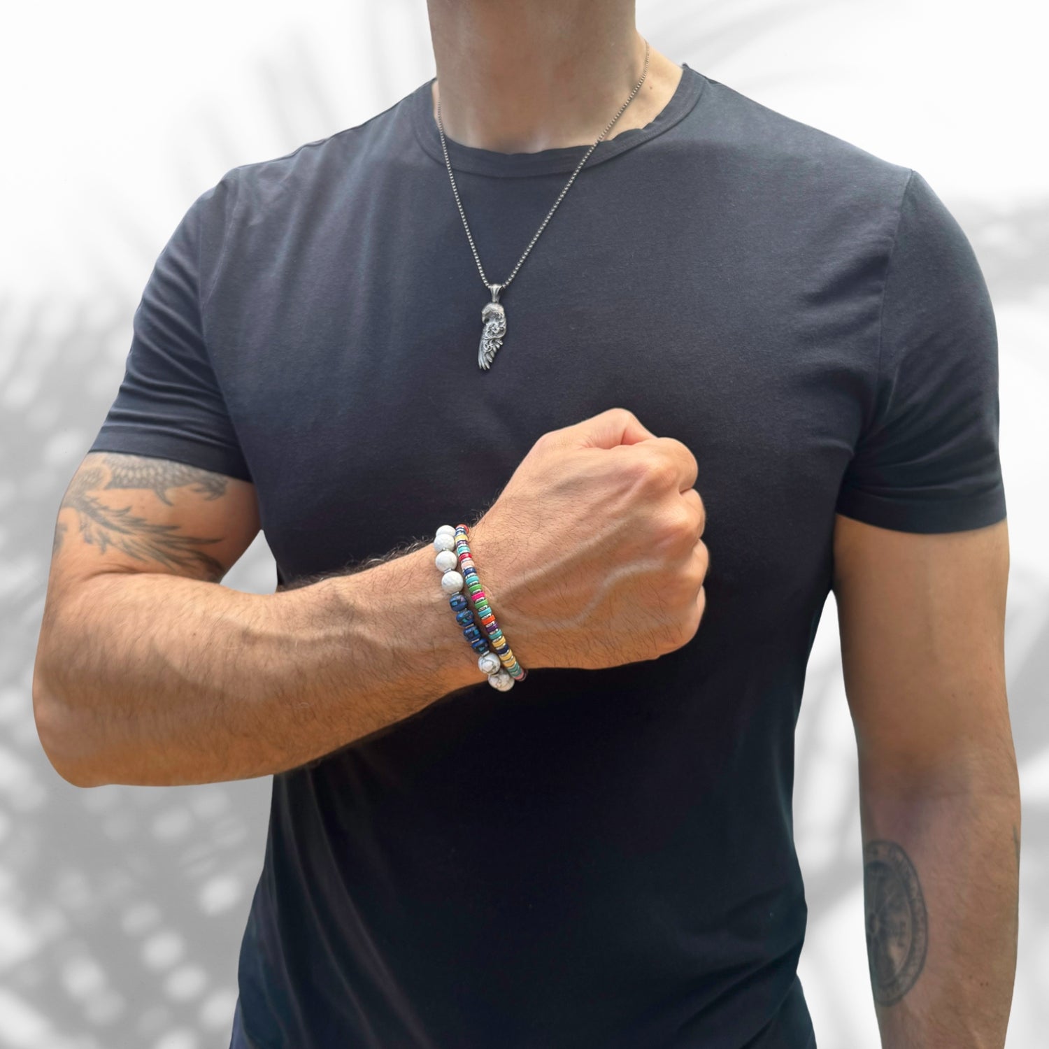 Versatile Colorful Gemstone Beaded Bracelet with adjustable black jewelry rope for a perfect fit.