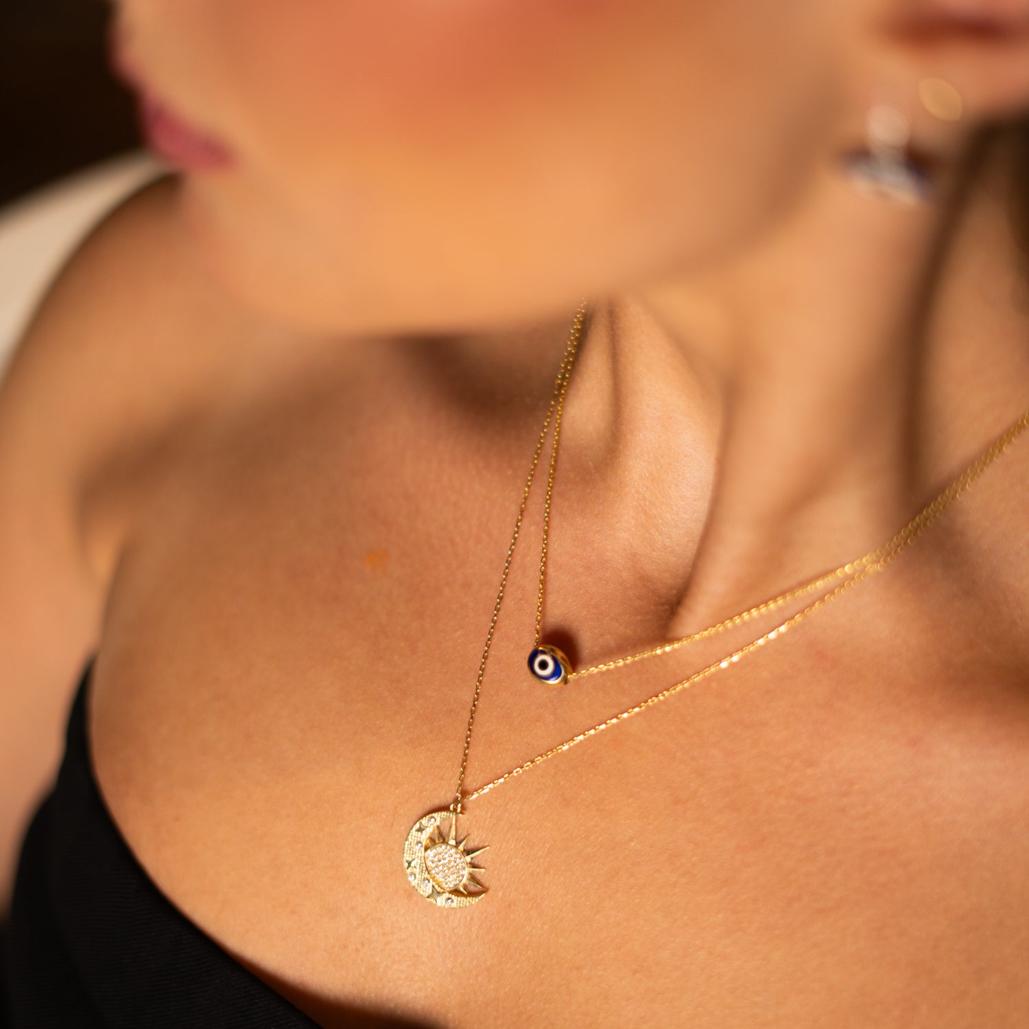 Guardian Blue Evil Eye Minimalist Gold Necklace
