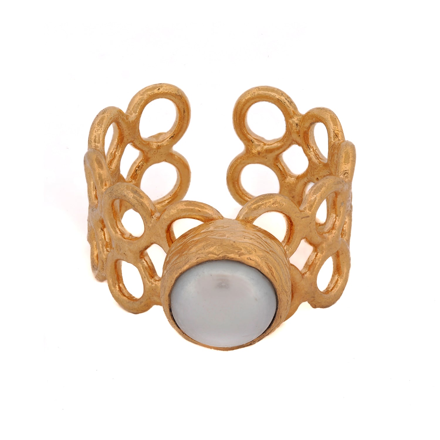 Elegant 24K Gold Plated Pearl Ring