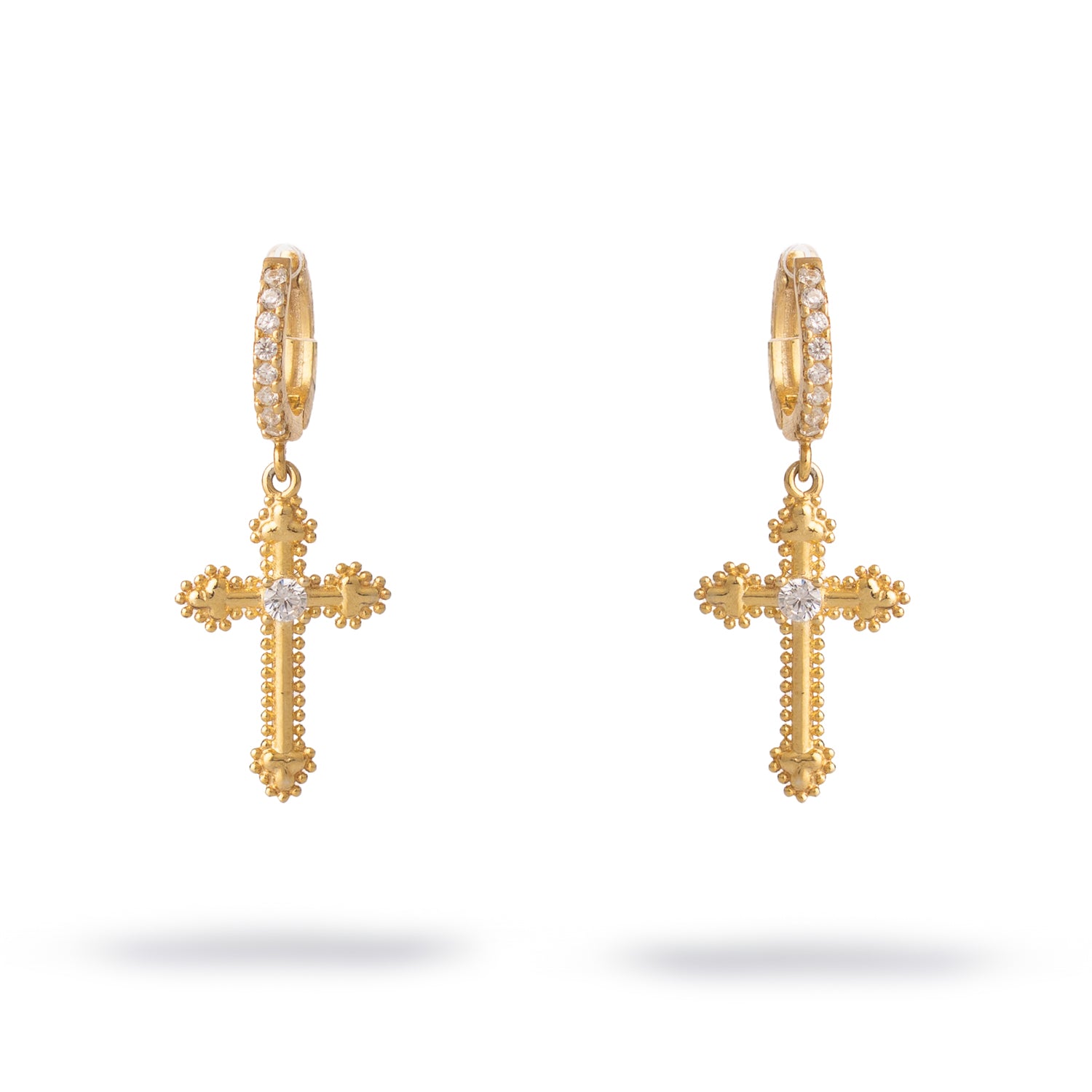 Divine Spark Cross Gold Vermeil Earrings