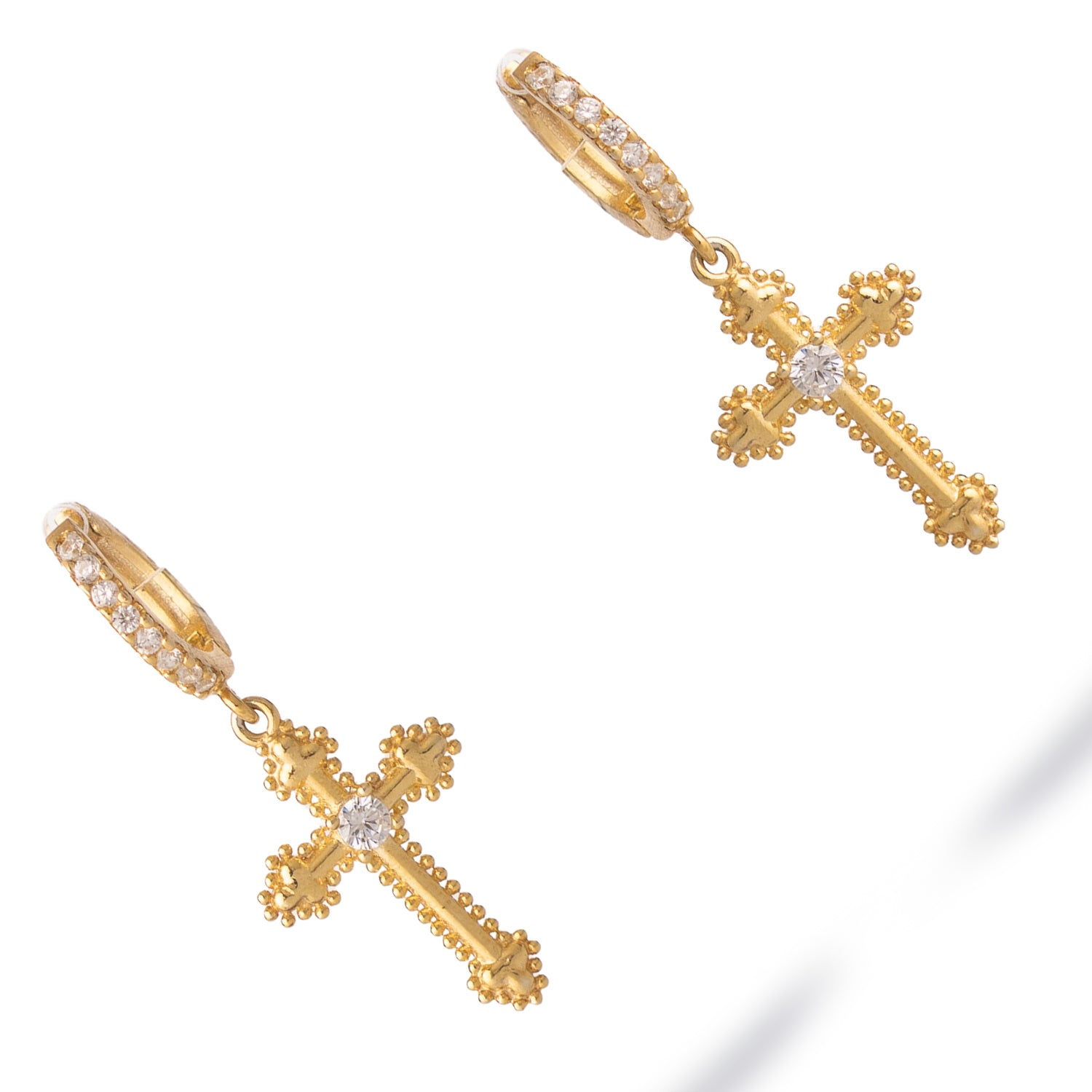 Divine Spark Cross Gold Vermeil Earrings