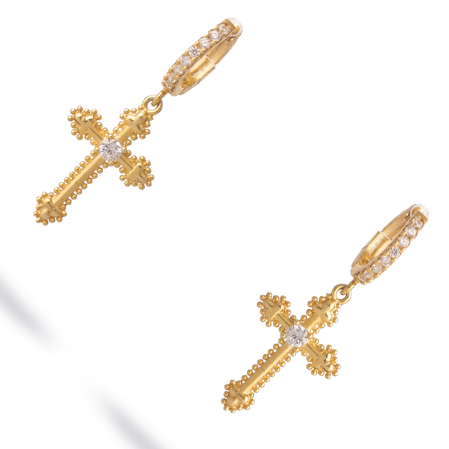 Divine Spark Cross Gold Vermeil Earrings