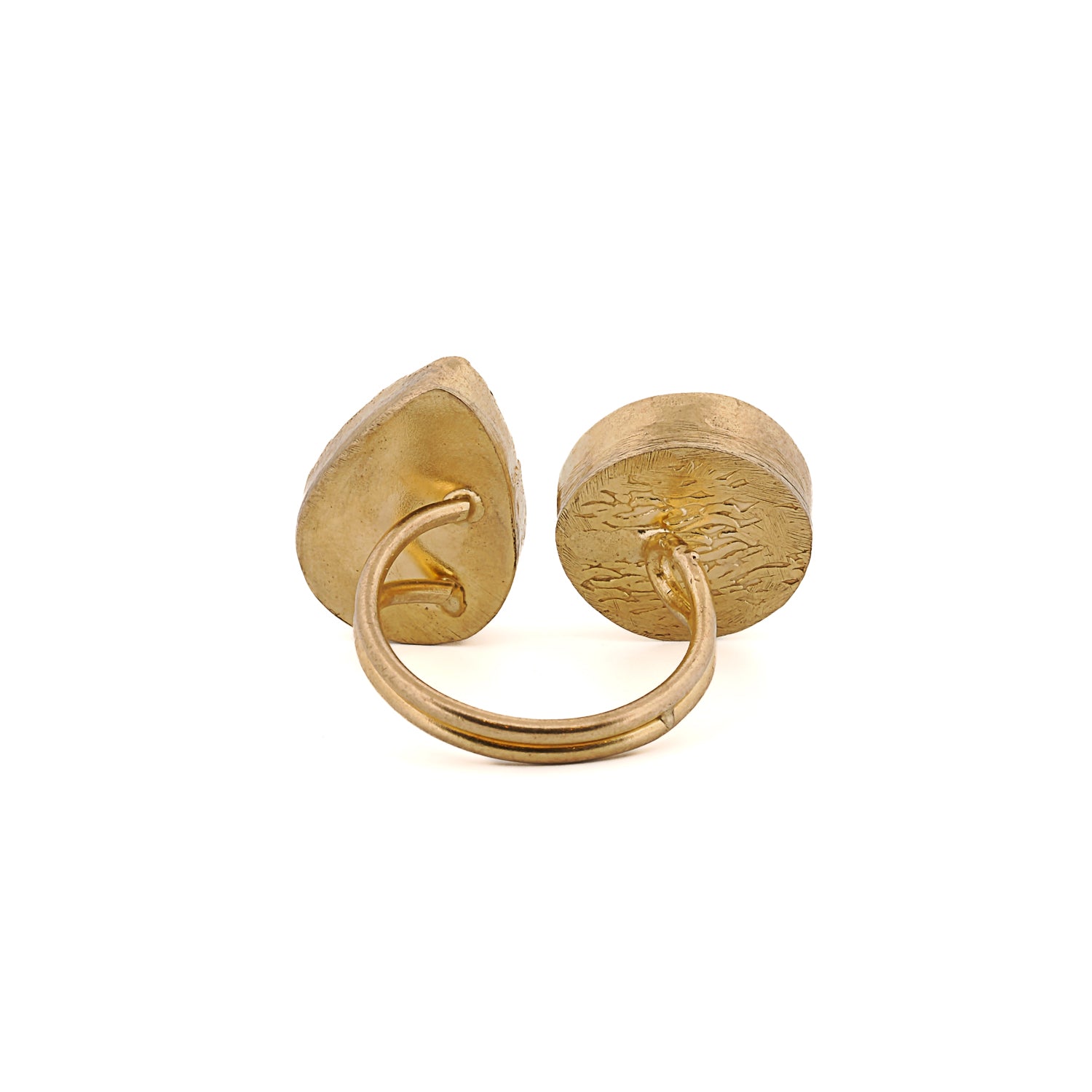 Dazzling 24K gold ring featuring double faceted Ruby and Quartz