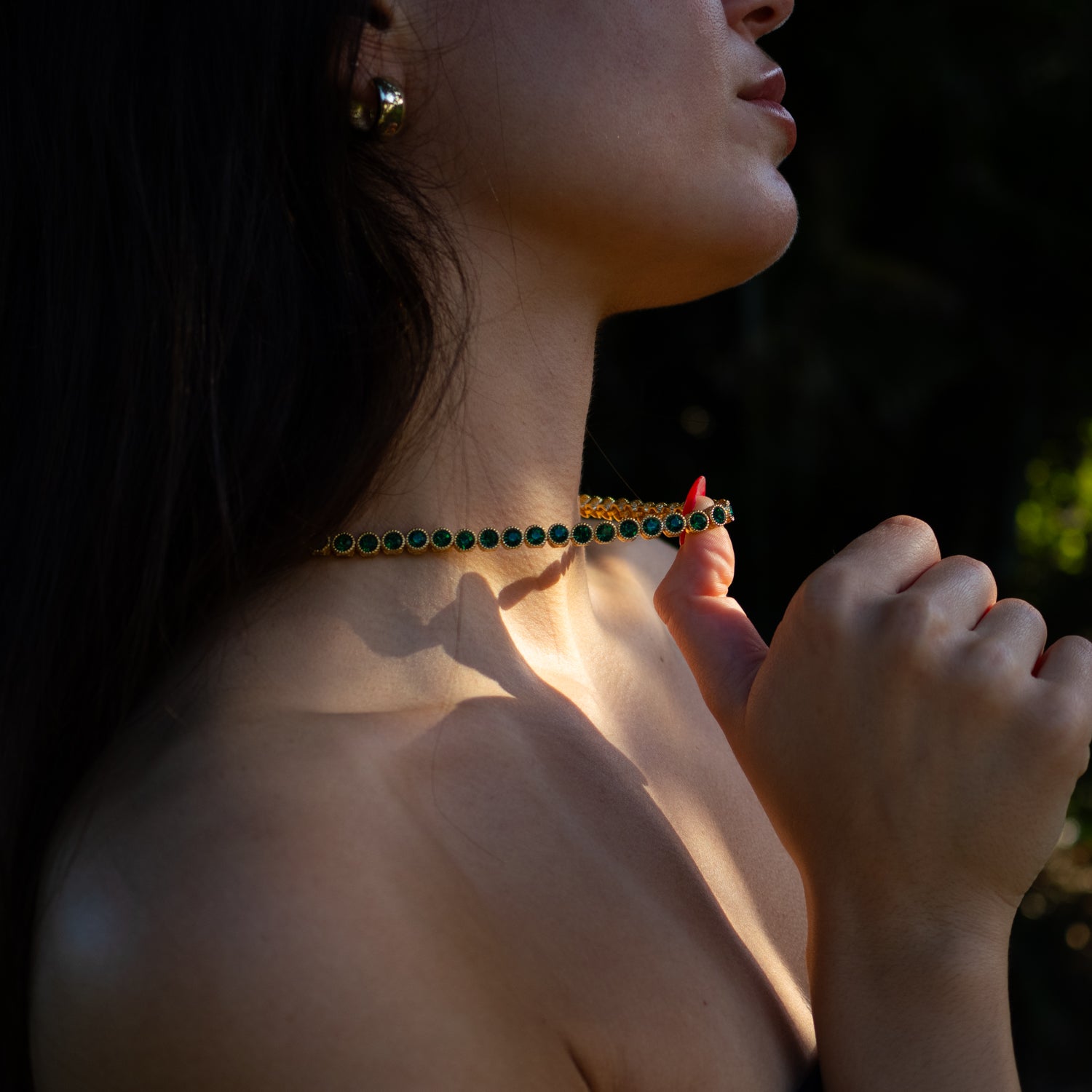 Gold-Plated Emerald Tennis Necklace for Spiritual Harmony and Heart Chakra Connection