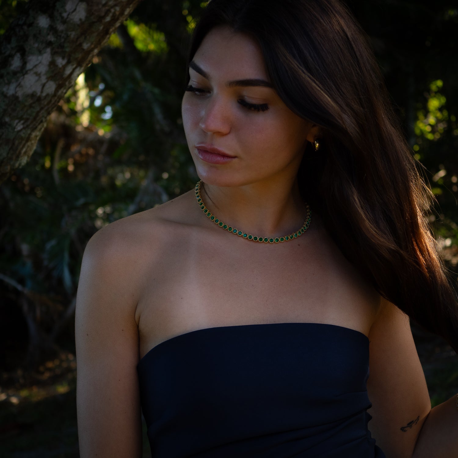 Gold-Plated Emerald Tennis Necklace, a Powerful Talisman for Love, Prosperity, and Clarity