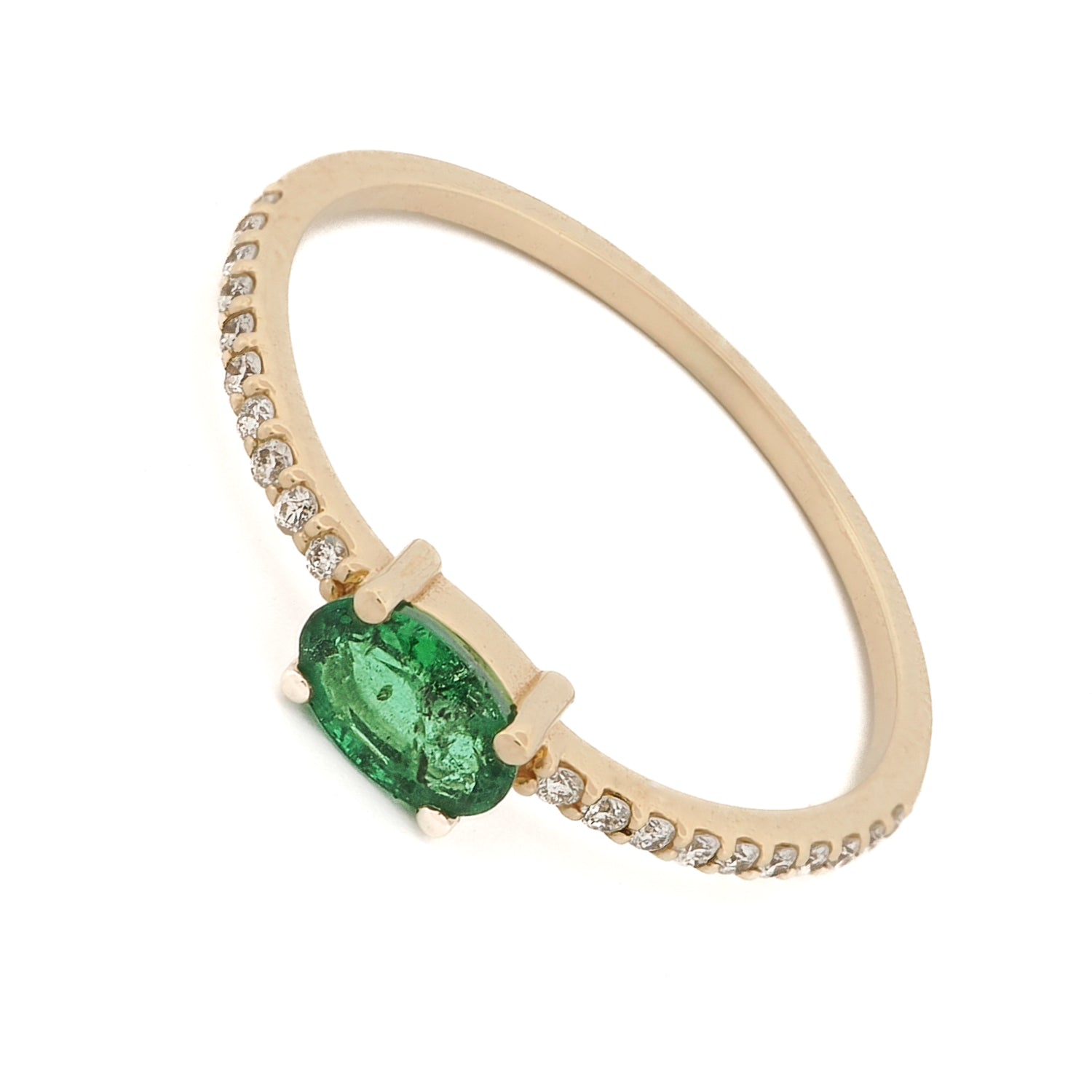 Emerald Harmony Gold Ring with Diamonds for a Meaningful, Elegant Fashion Statement