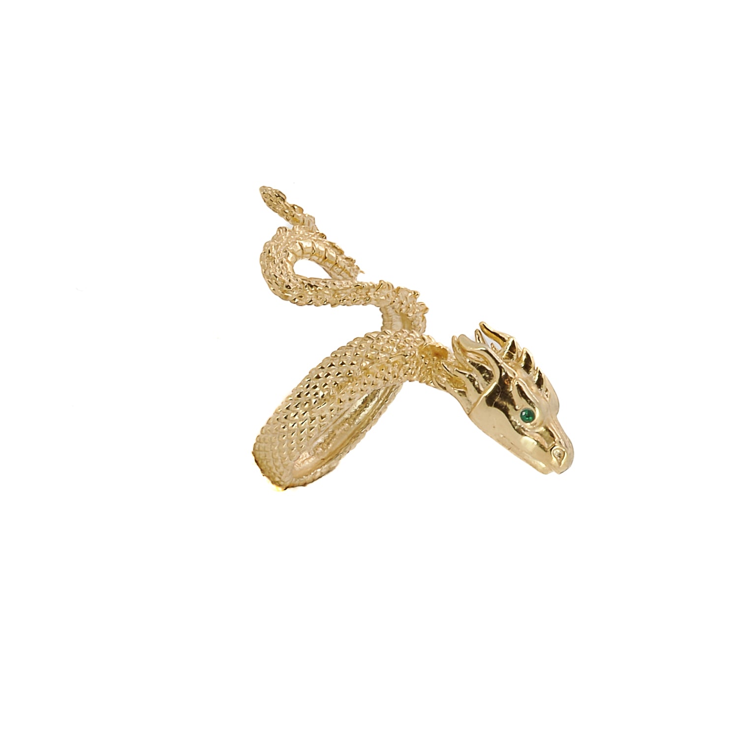 Emerald Eyed Rebirth Gold Snake Design Ring