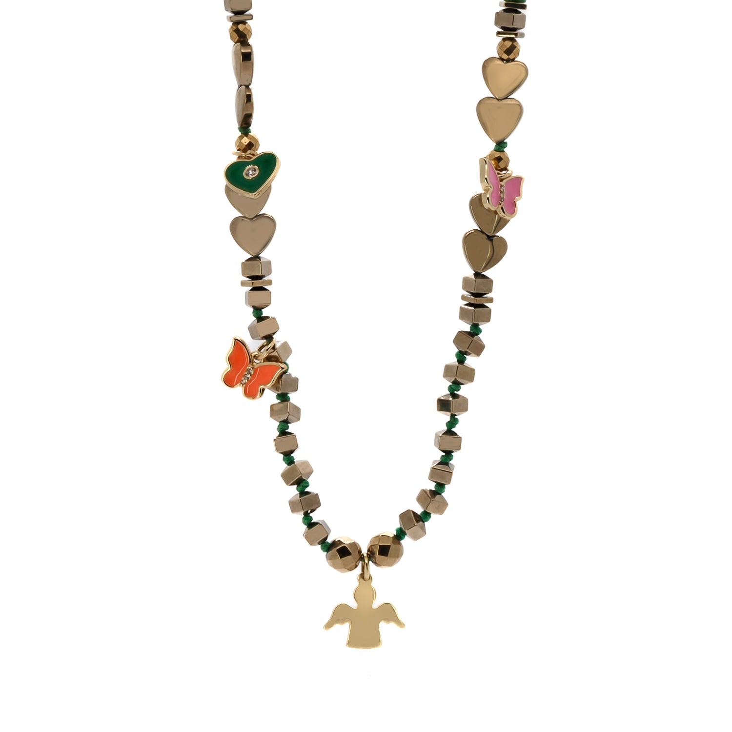 Energy Of Colors Gold Hematite Stone Angel Love Necklace – EBRU