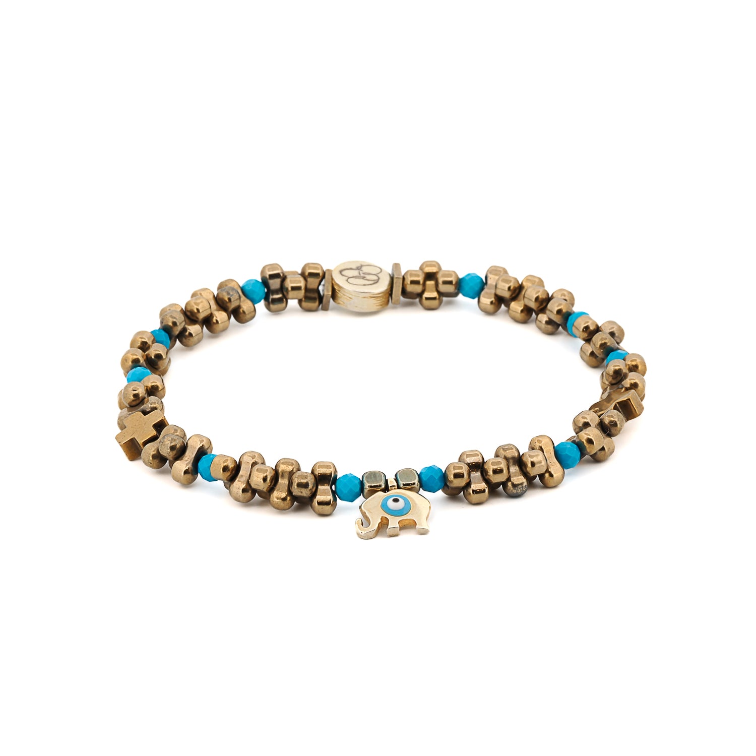 Eye Of The Elephant Gold Necklace & Bracelet Set