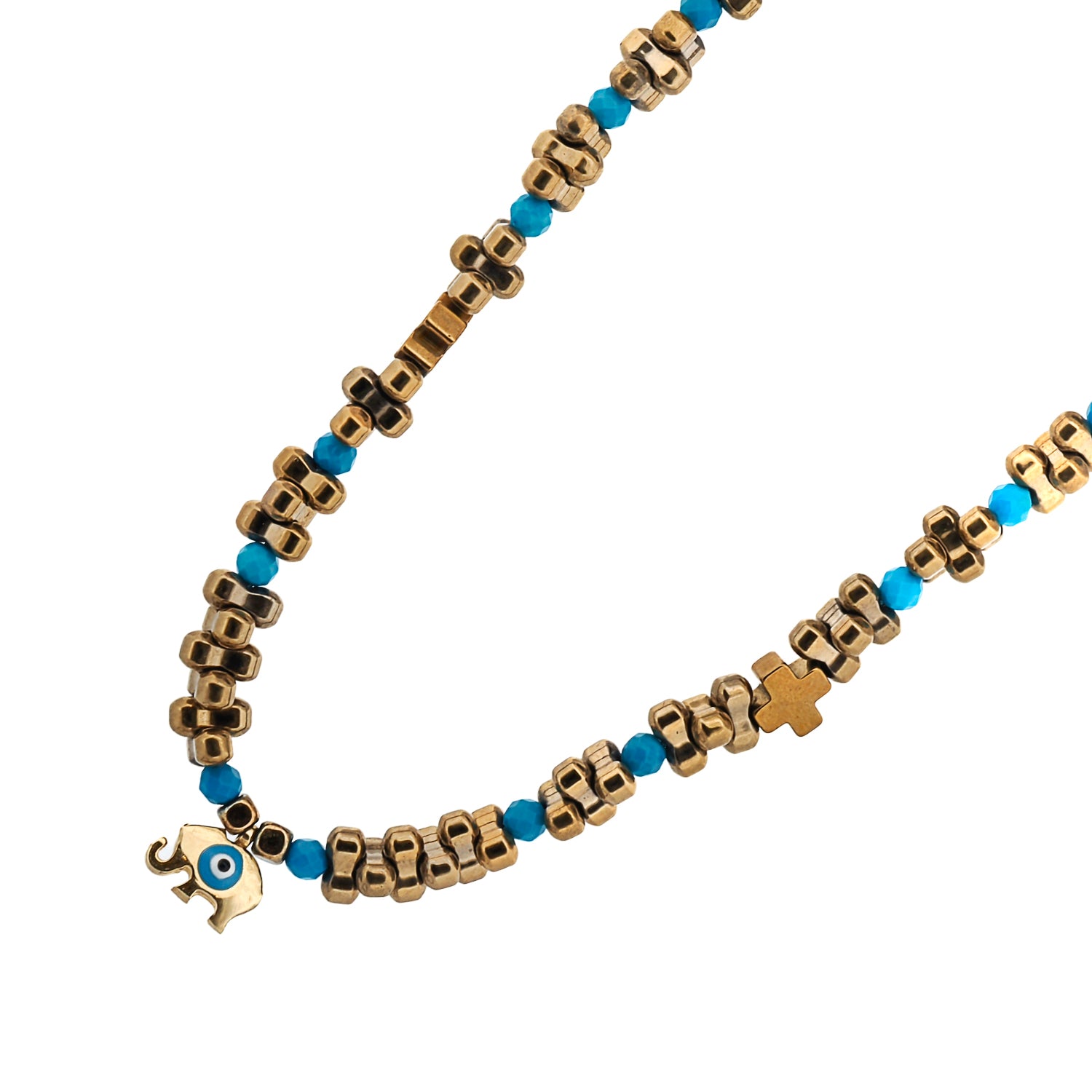 Eye Of The Elephant Gold Necklace & Bracelet Set