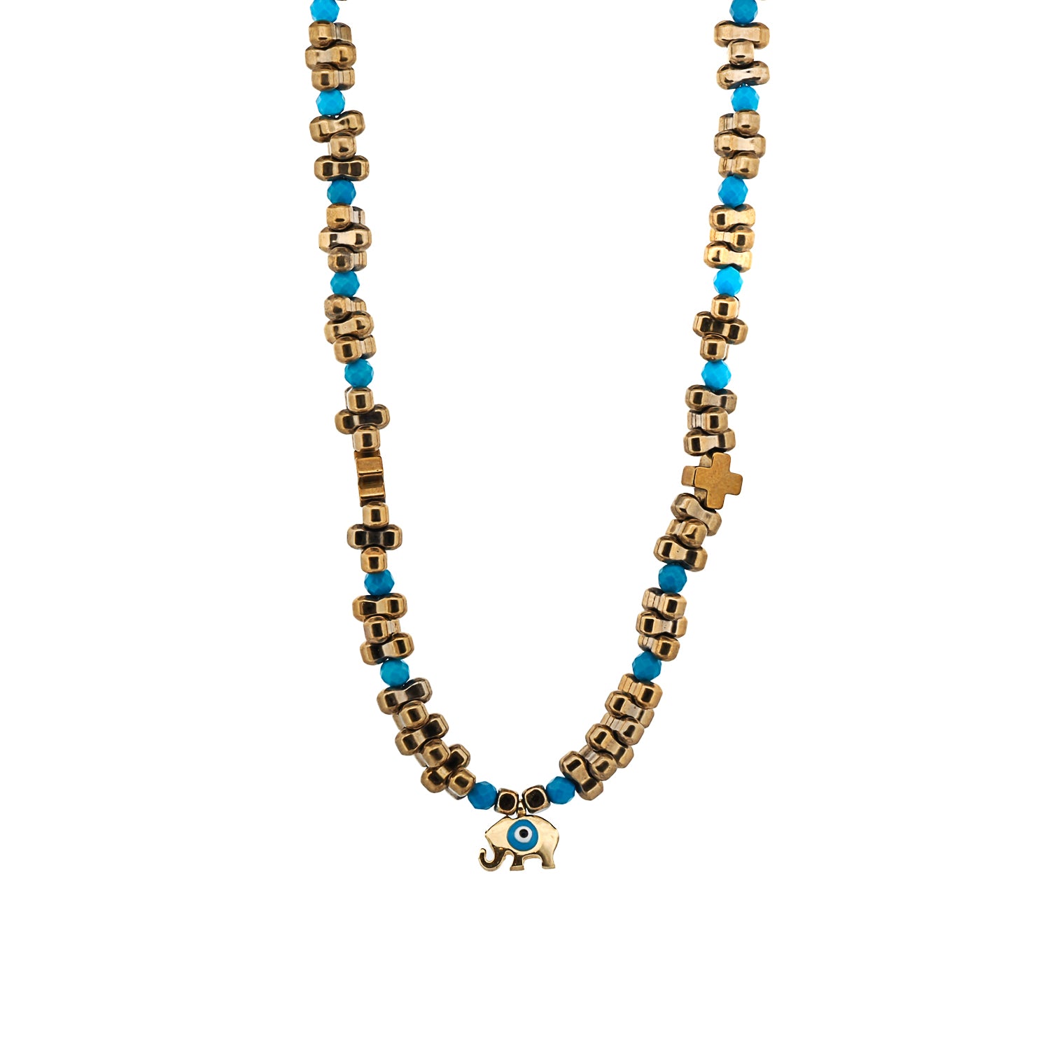 Eye Of The Elephant Gold Necklace & Bracelet Set
